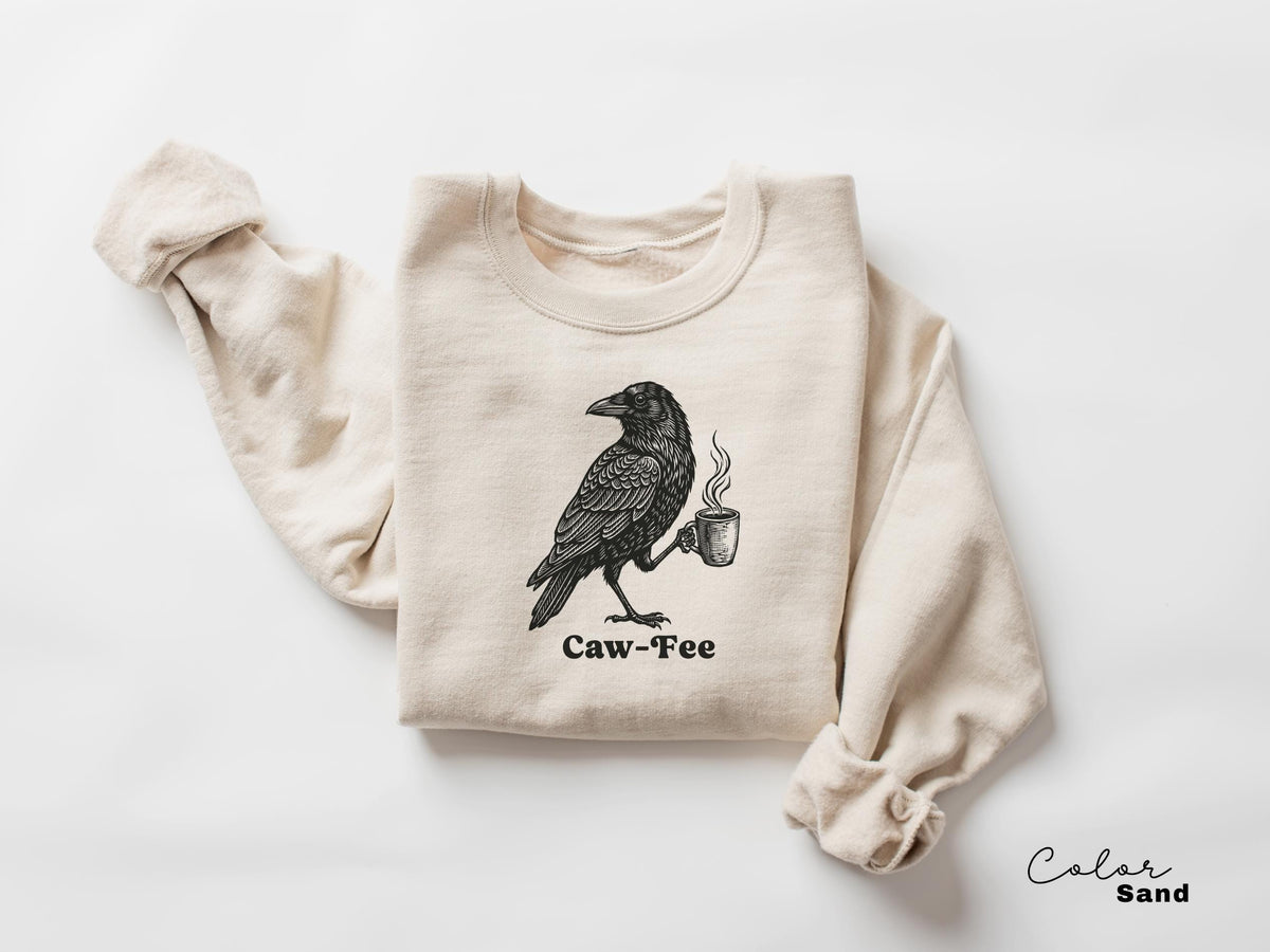 Crow Cawfee Shirt, Boho Cottagecore, Black Crow Sweatshirt, Raven T-shirt, Funny Coffee Tee, Meme Sweatshirt