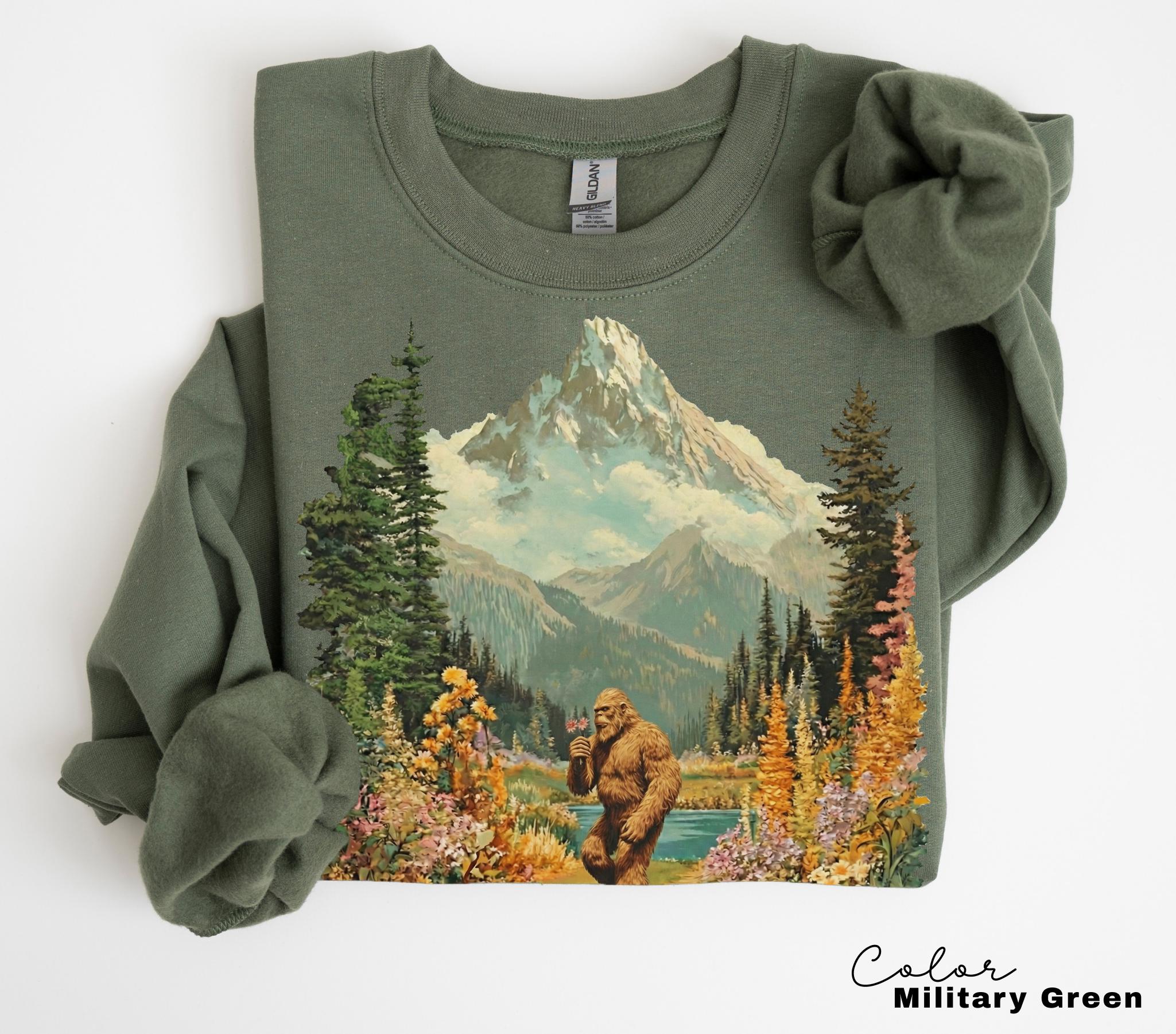 Big Foot Retro Nature Sweatshirt, Big Foot Shirt, 90s Nature Outfit Crewneck, Americana Nostalgia, Spring Flower T-shirt