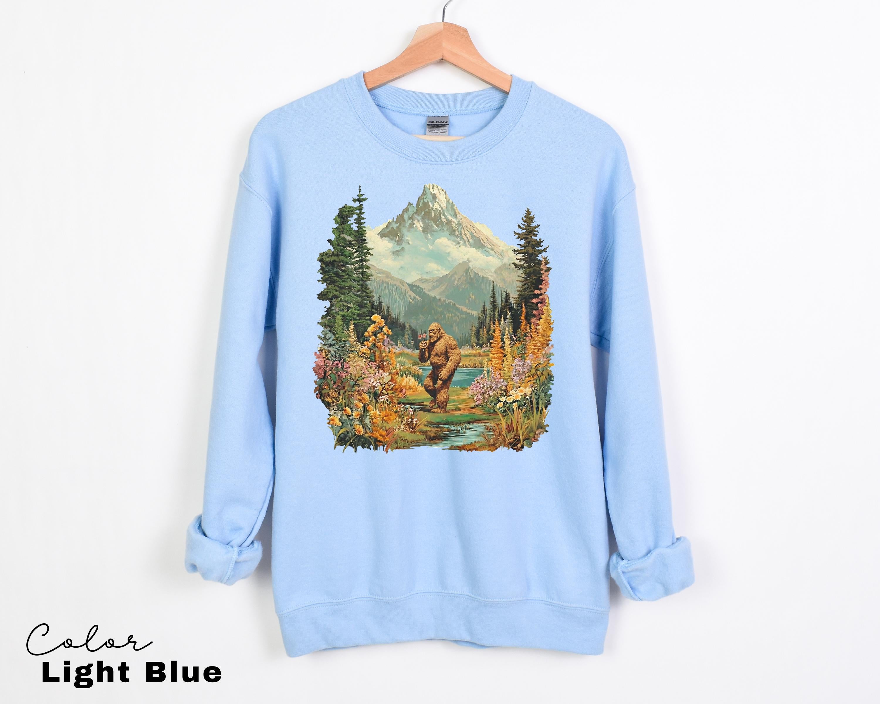 Big Foot Retro Nature Sweatshirt, Big Foot Shirt, 90s Nature Outfit Crewneck, Americana Nostalgia, Spring Flower T-shirt