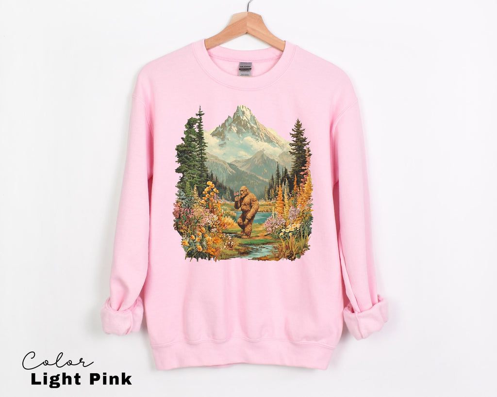 Big Foot Retro Nature Sweatshirt, Big Foot Shirt, 90s Nature Outfit Crewneck, Americana Nostalgia, Spring Flower T-shirt