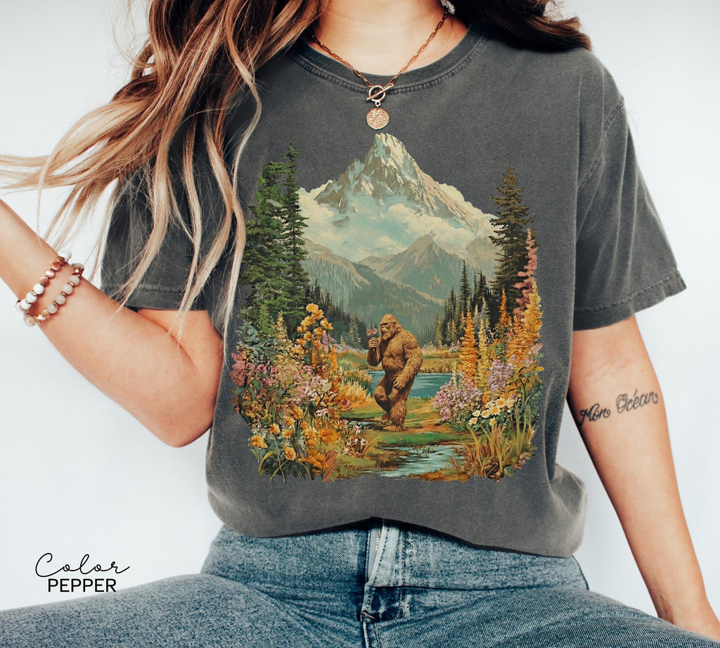 Big Foot Retro Nature Sweatshirt, Big Foot Shirt, 90s Nature Outfit Crewneck, Americana Nostalgia, Spring Flower T-shirt