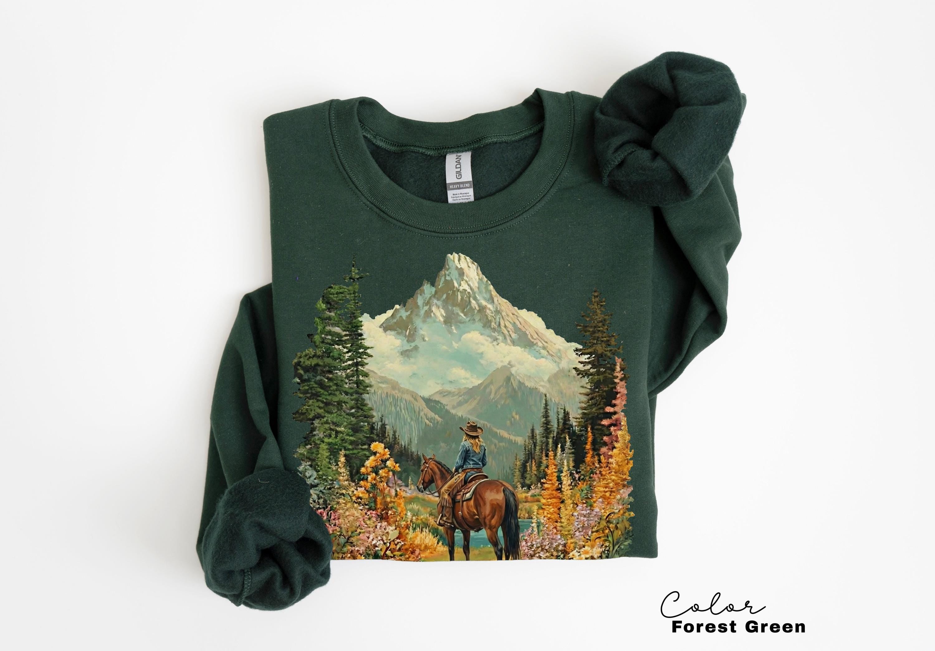 Mountain Nature Cowgirl Hiking Sweatshirt Crewneck Shirt