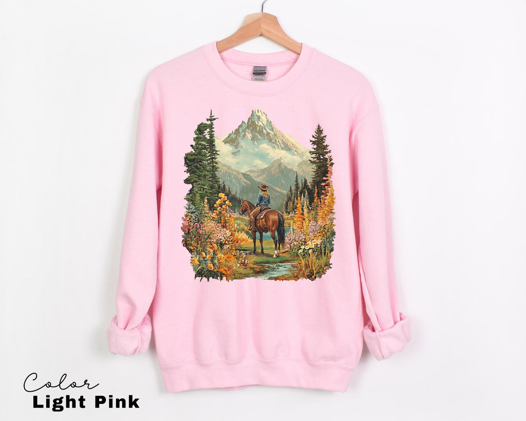 Mountain Nature Cowgirl Hiking Sweatshirt Crewneck Shirt
