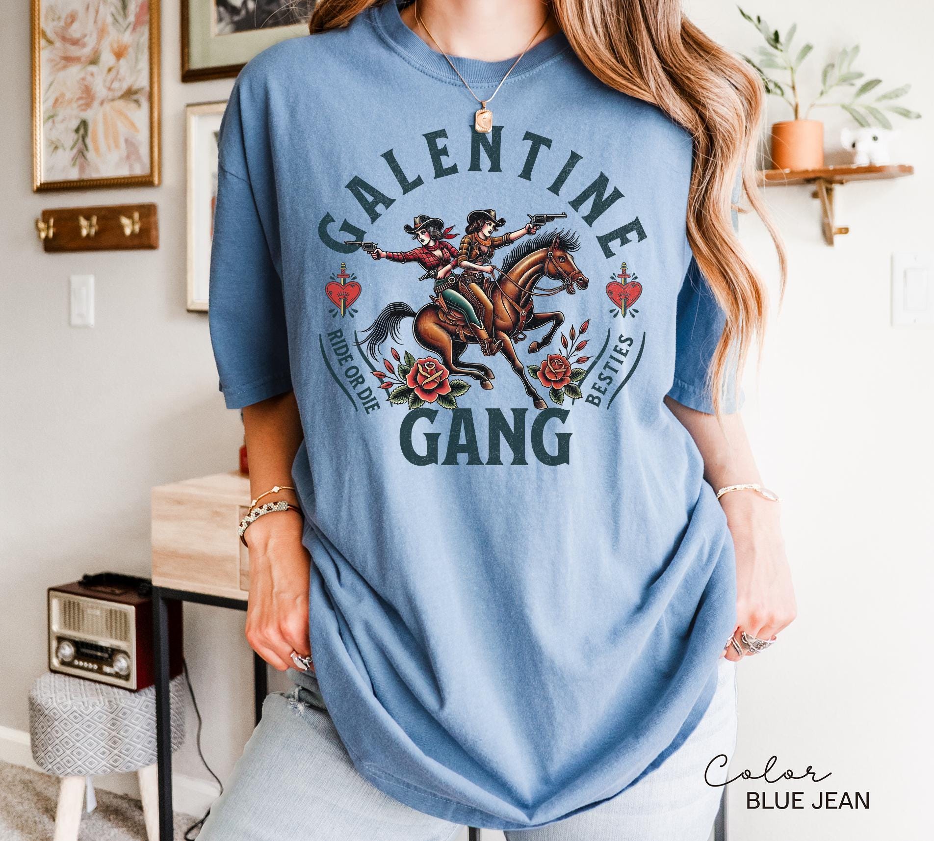 Galentine Gang Shirt, Comfort Colors Valentine Besties, Galentines Gift for Friend, Matching Valentines Day Group Sweatshirt, Cowgirls