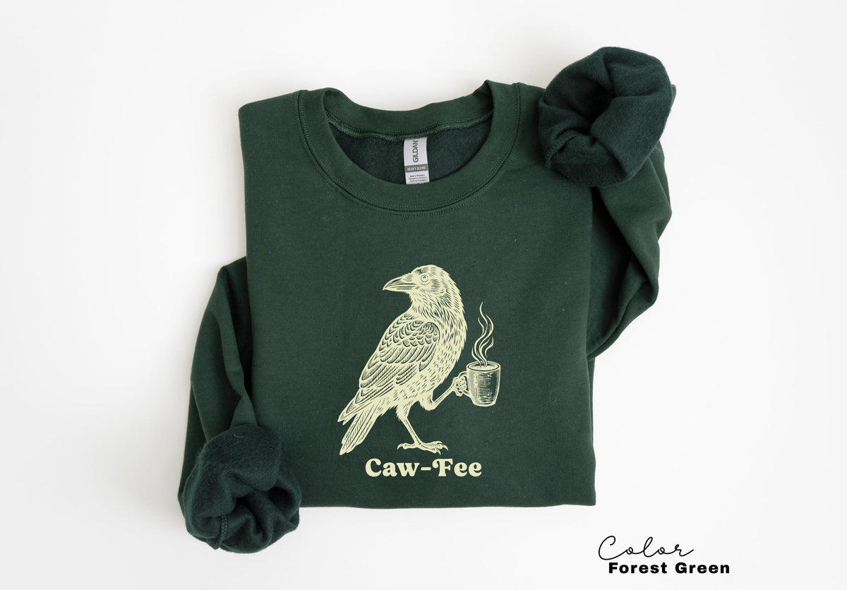 Crow Cawfee Shirt, Boho Cottagecore, Black Crow Sweatshirt, Raven T-shirt, Funny Coffee Tee, Meme Sweatshirt