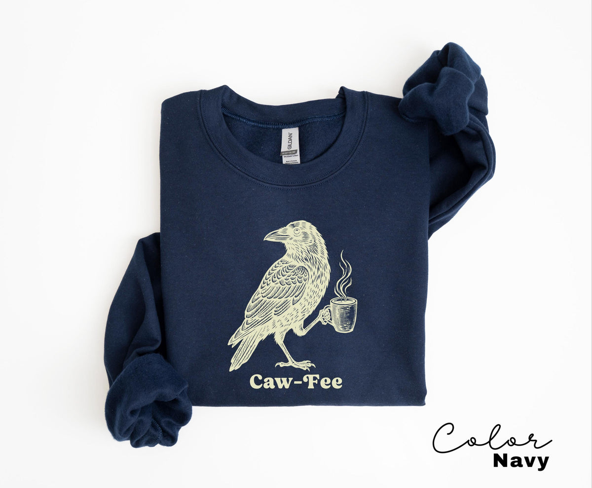 Crow Cawfee Shirt, Boho Cottagecore, Black Crow Sweatshirt, Raven T-shirt, Funny Coffee Tee, Meme Sweatshirt