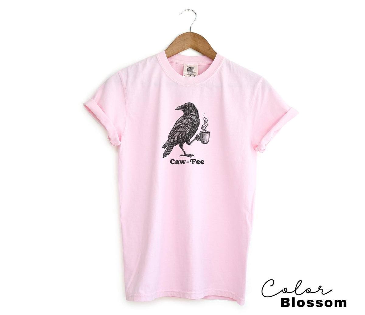 Crow Cawfee Shirt, Boho Cottagecore Black Crow T-Shirt