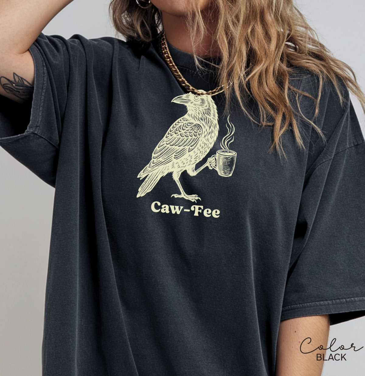 Crow Cawfee Shirt, Boho Cottagecore, Black Crow Sweatshirt, Raven T-shirt, Funny Coffee Tee, Meme Sweatshirt