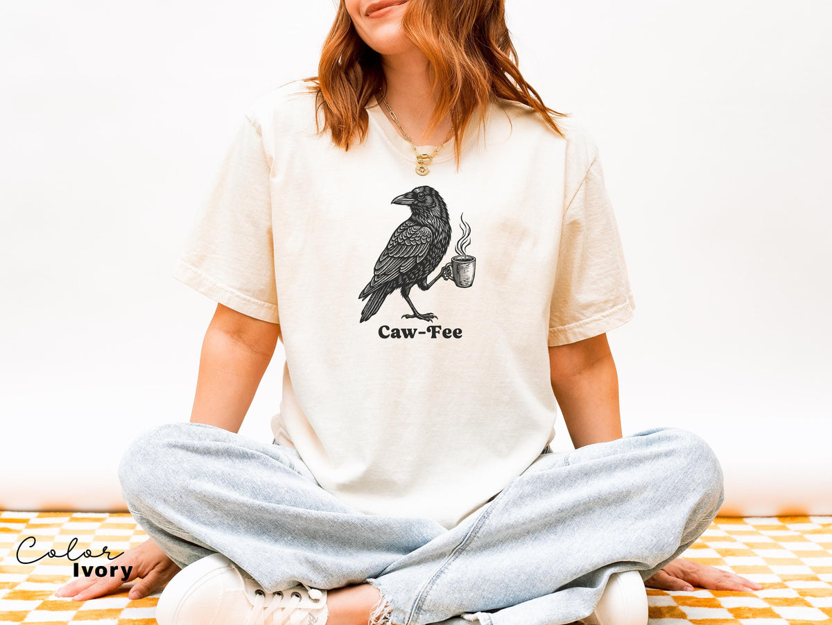 Crow Cawfee Shirt, Boho Cottagecore, Black Crow Sweatshirt, Raven T-shirt, Funny Coffee Tee, Meme Sweatshirt