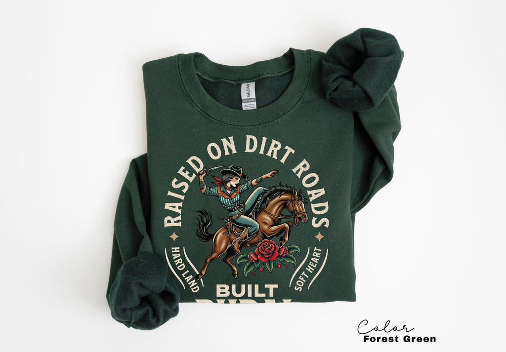 Country Cowgirl Shirt, Built Rural Retro T-Shirt, Western Crewneck