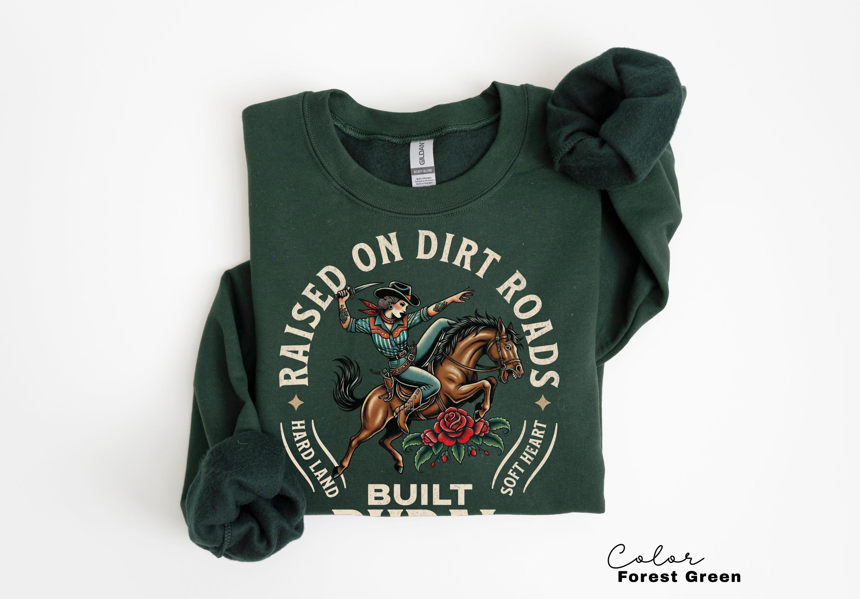 Country Cowgirl Shirt, Built Rural Retro T-Shirt, Western Crewneck