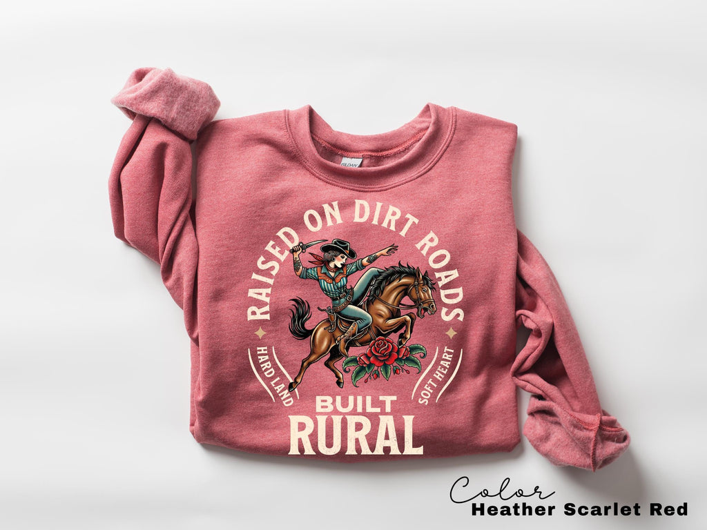 Country Cowgirl Shirt, Built Rural Retro T-Shirt, Western Crewneck