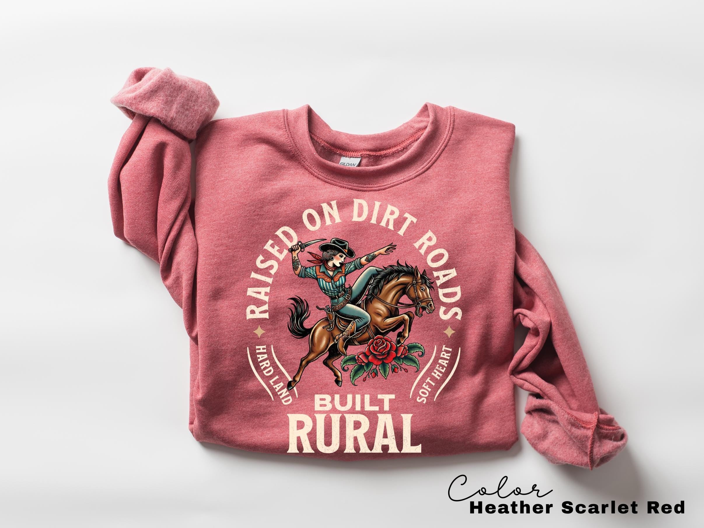 Country Cowgirl Shirt, Built Rural Retro T-Shirt, Western Crewneck
