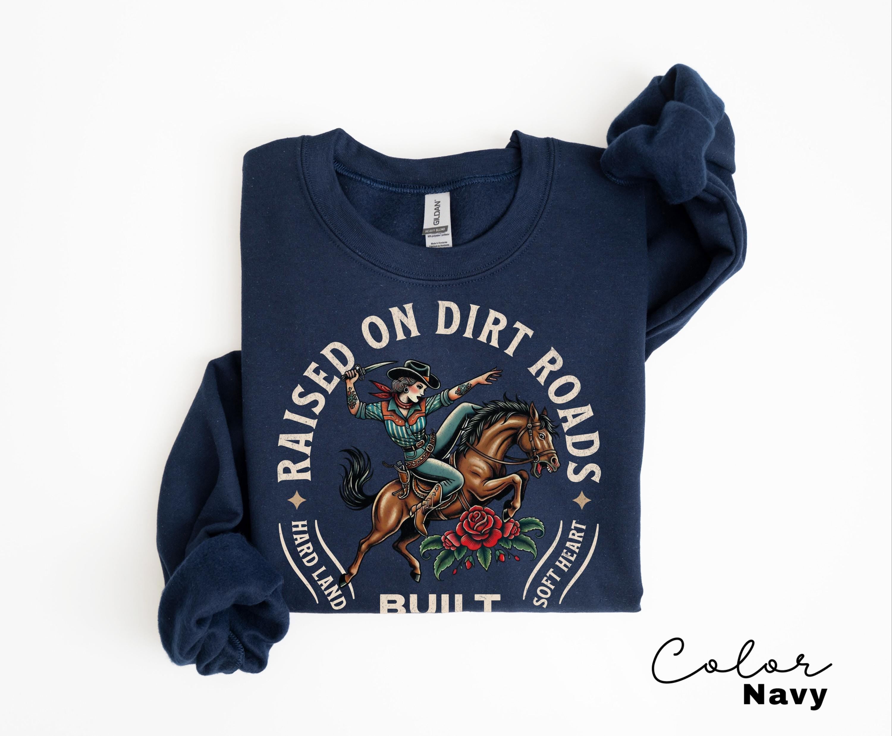 Country Cowgirl Shirt, Built Rural Retro T-Shirt, Western Crewneck