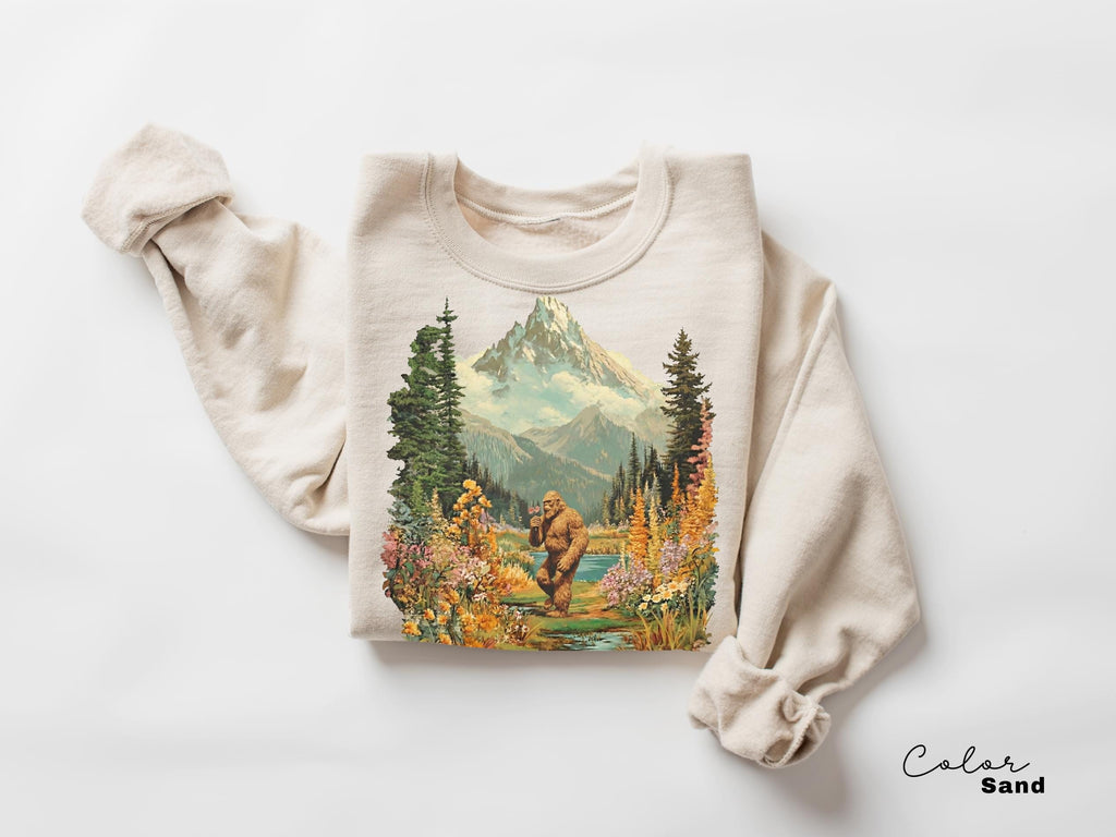 Big Foot Retro Nature Sweatshirt, Big Foot Shirt, 90s Nature Outfit Crewneck, Americana Nostalgia, Spring Flower T-shirt