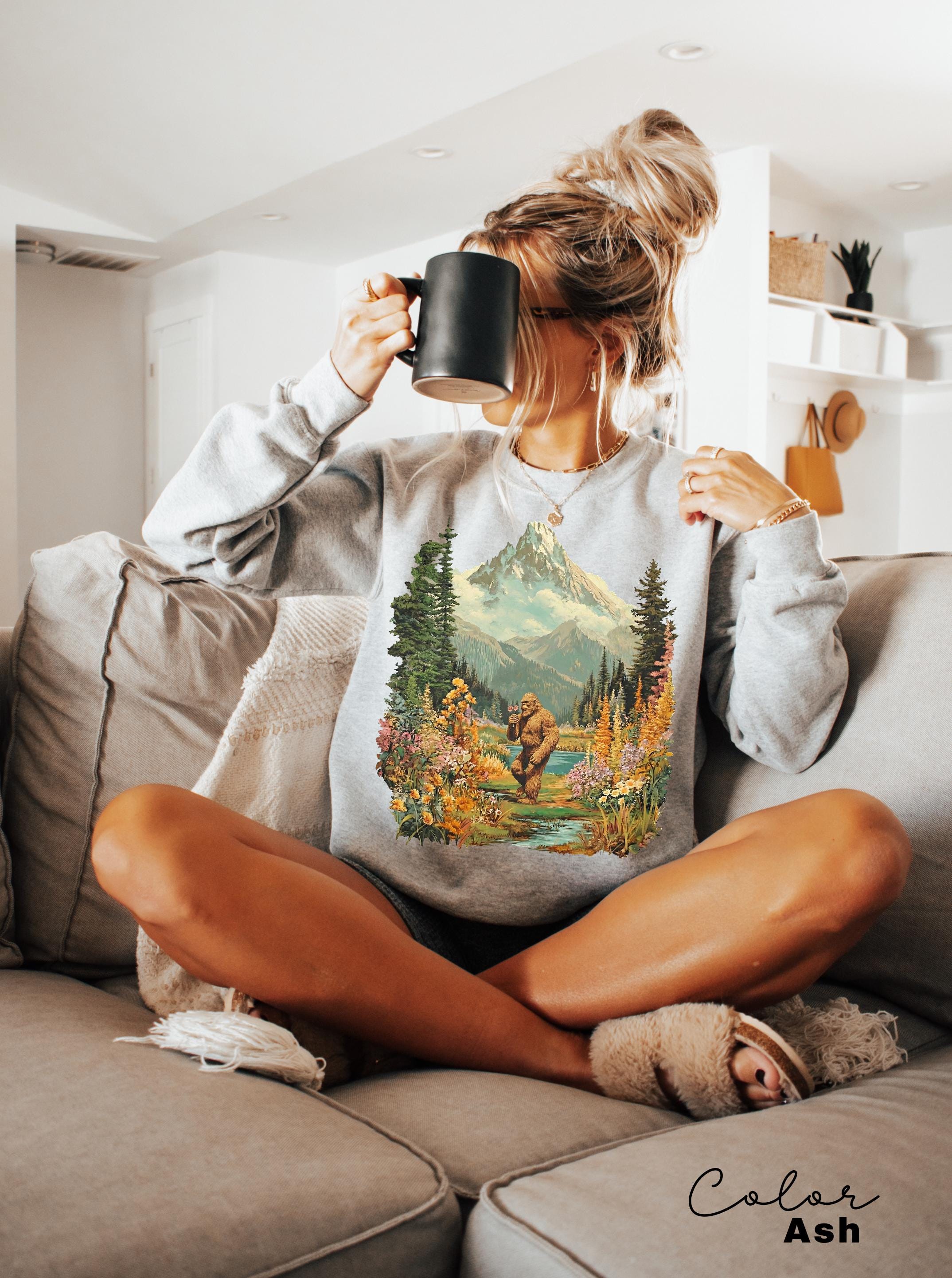 Big Foot Retro Nature Sweatshirt, Big Foot Shirt, 90s Nature Outfit Crewneck, Americana Nostalgia, Spring Flower T-shirt