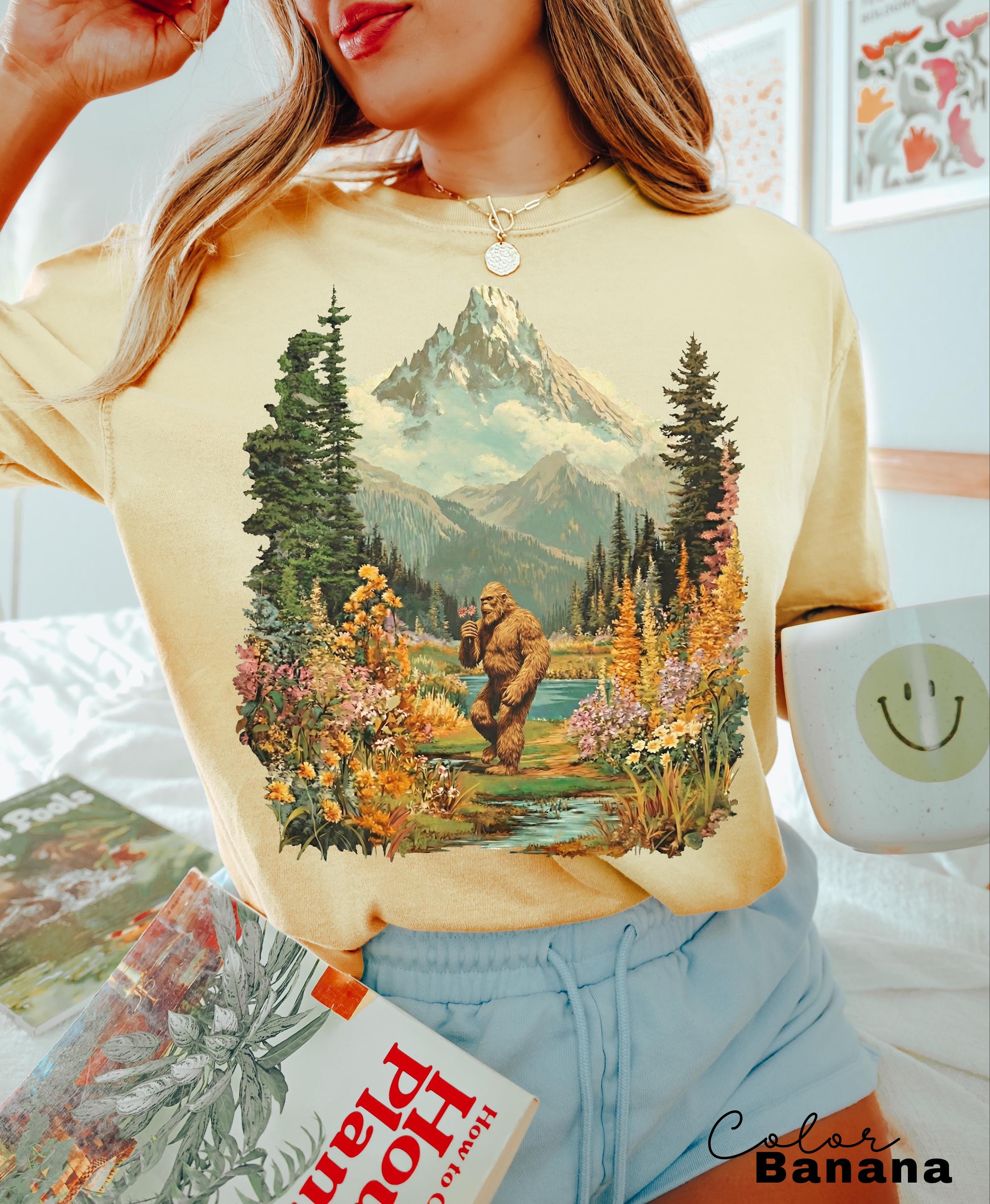 Big Foot Retro Nature Sweatshirt, Big Foot Shirt, 90s Nature Outfit Crewneck, Americana Nostalgia, Spring Flower T-shirt
