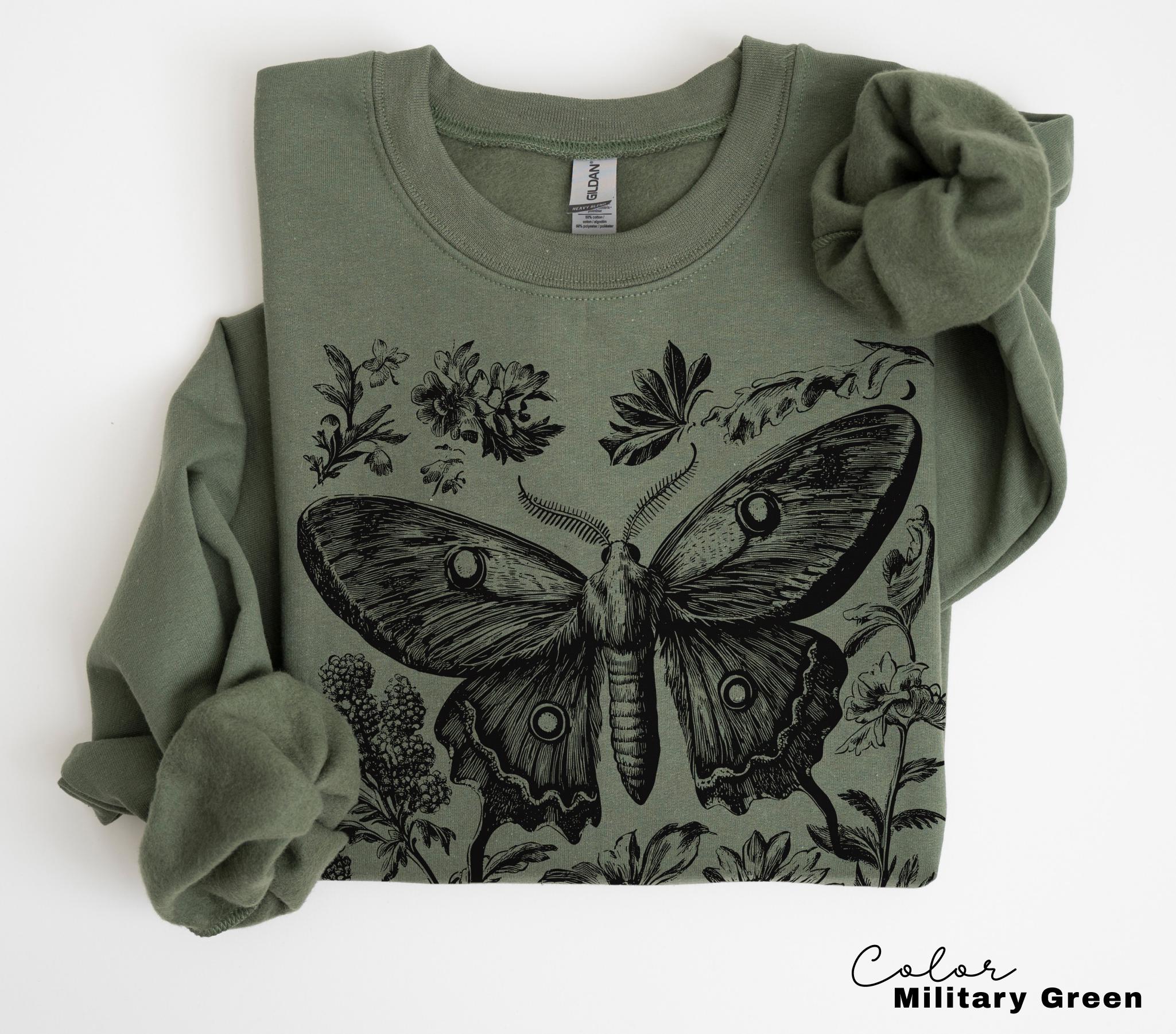 Vintage Oversized Comfort Colors Moth Shirt, Cottagecore Nature Sweatshirt, Washed Boho Gothic Nature Tee,