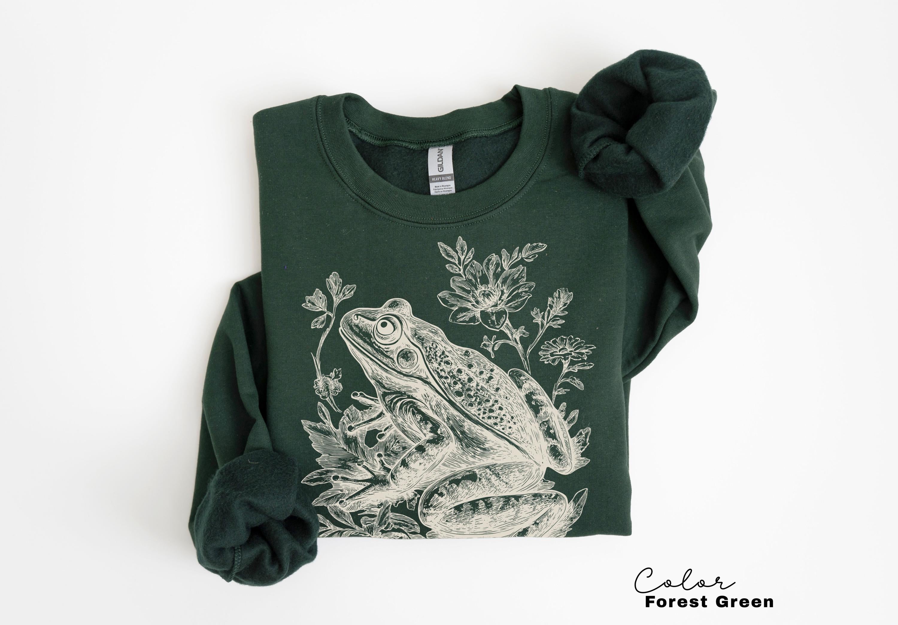 Cottagecore Frog Shirt, Frog Folk Art Forest Animal Sweatshirt, Woodland Aesthetic Top, Comfort Colors Tee, Boho Crewneck