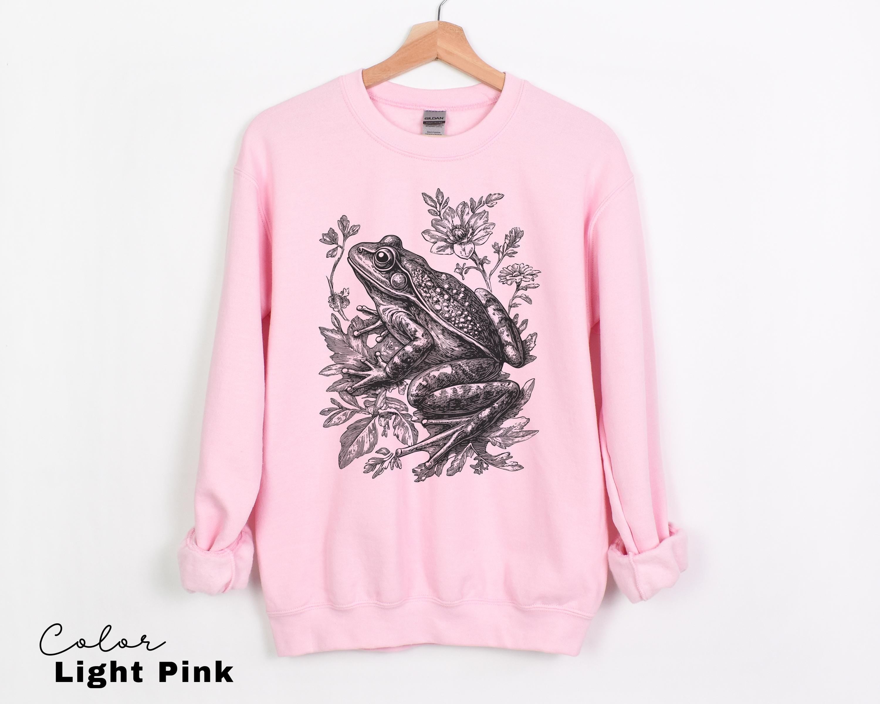 Cottagecore Frog Sweatshirt, Folk Art Forest Animal Tee