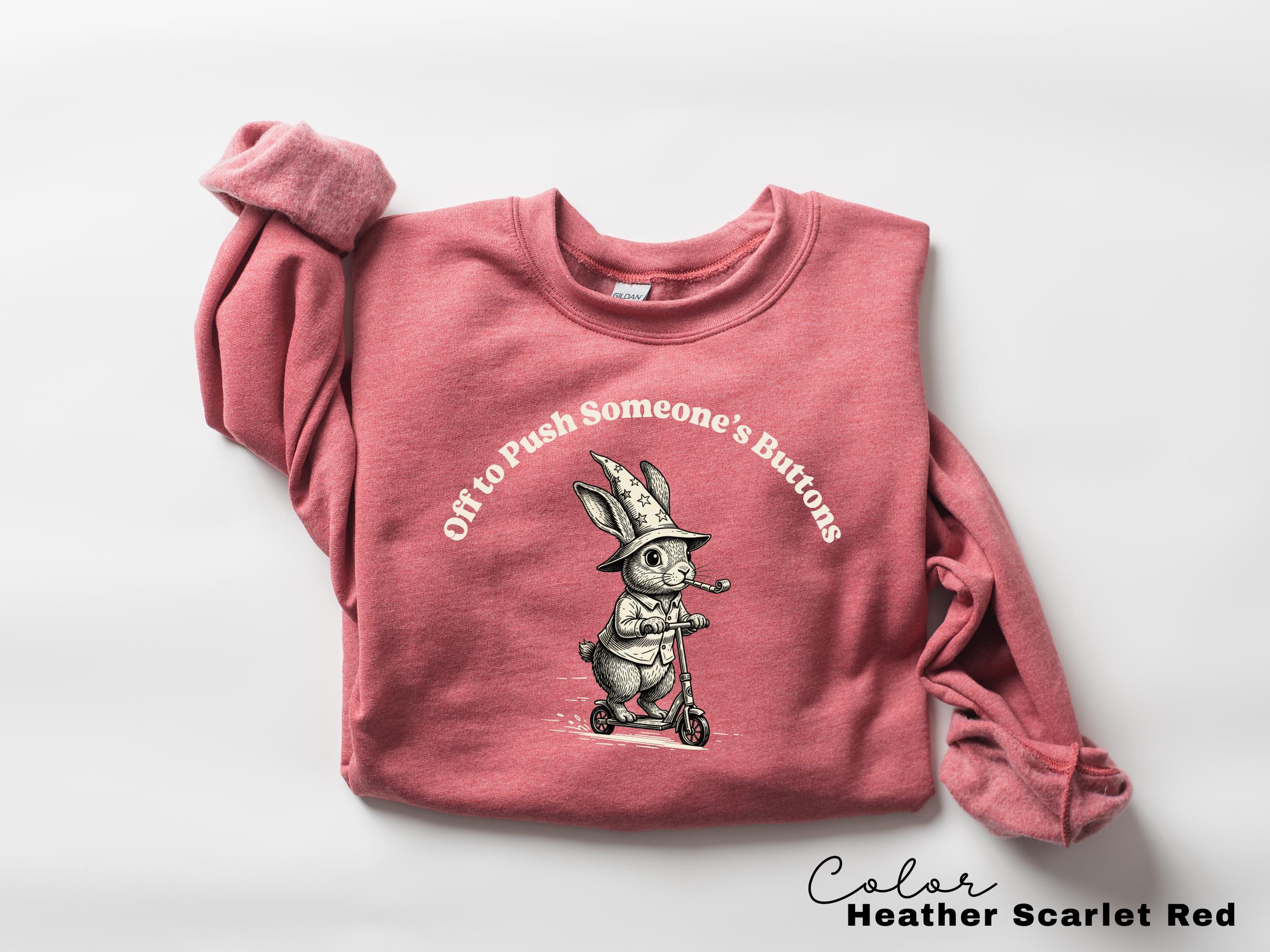 Funny Mental Health Shirt, Off to Push Button, Funny Rabbit Bunny Scooter Sweatshirt, Funny Mental Health Tee, Adult Humor Sarcastic T-Shirt