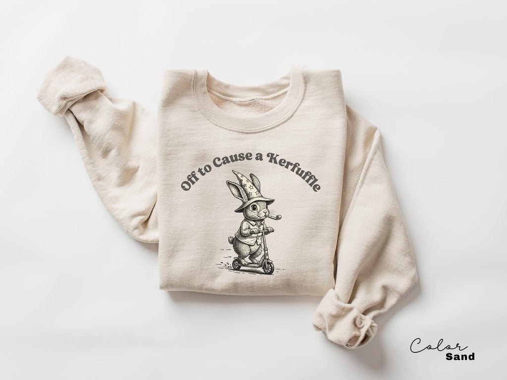 Off To Cause A Kerfuffle Shirt, Funny Rabbit Bunny Scooter Sweatshirt, Funny Mental Health Tee, Adult Humor Sarcastic T-Shirt