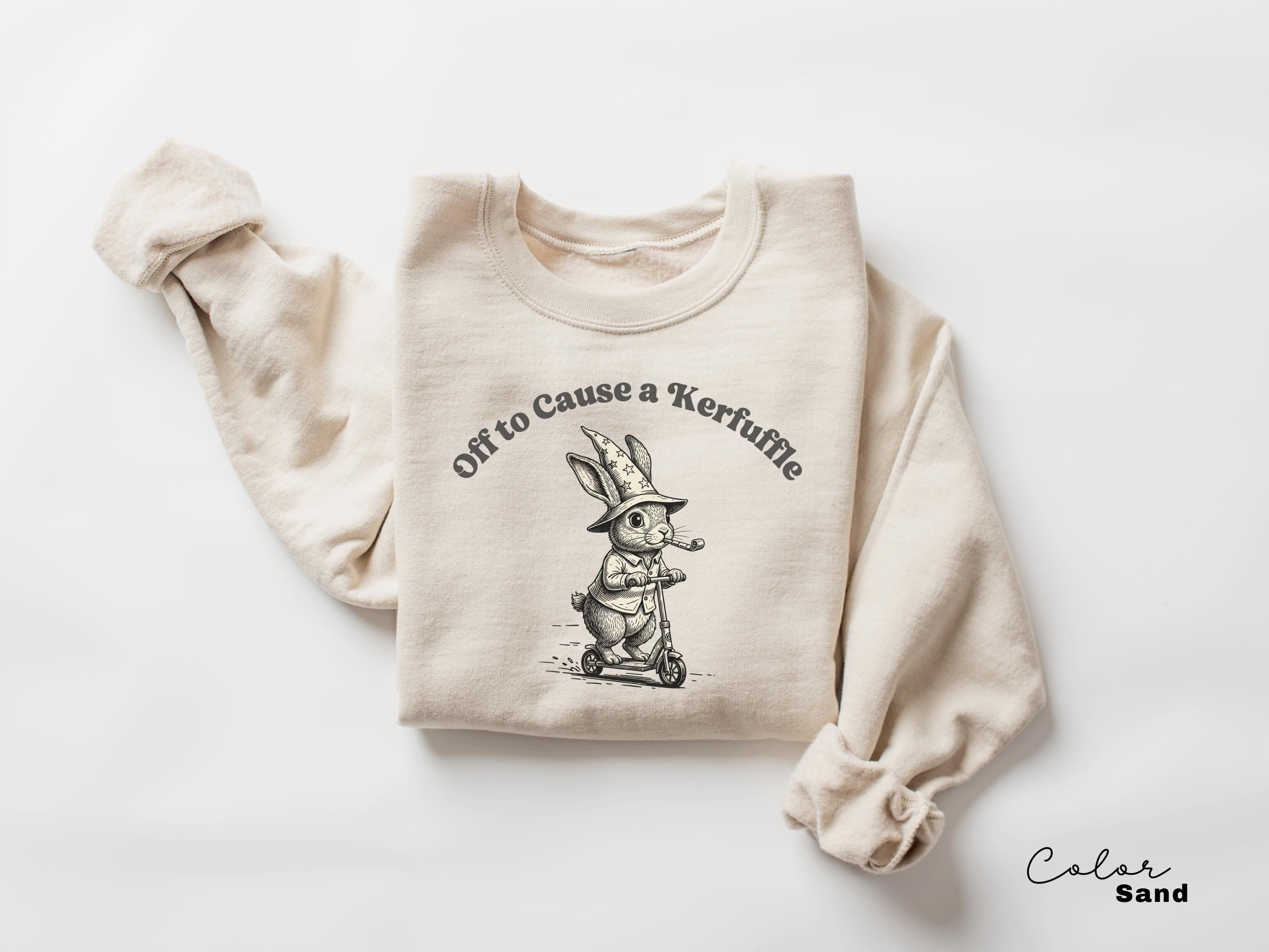 Off To Cause A Kerfuffle Shirt, Funny Rabbit Bunny Scooter Sweatshirt, Funny Mental Health Tee, Adult Humor Sarcastic T-Shirt