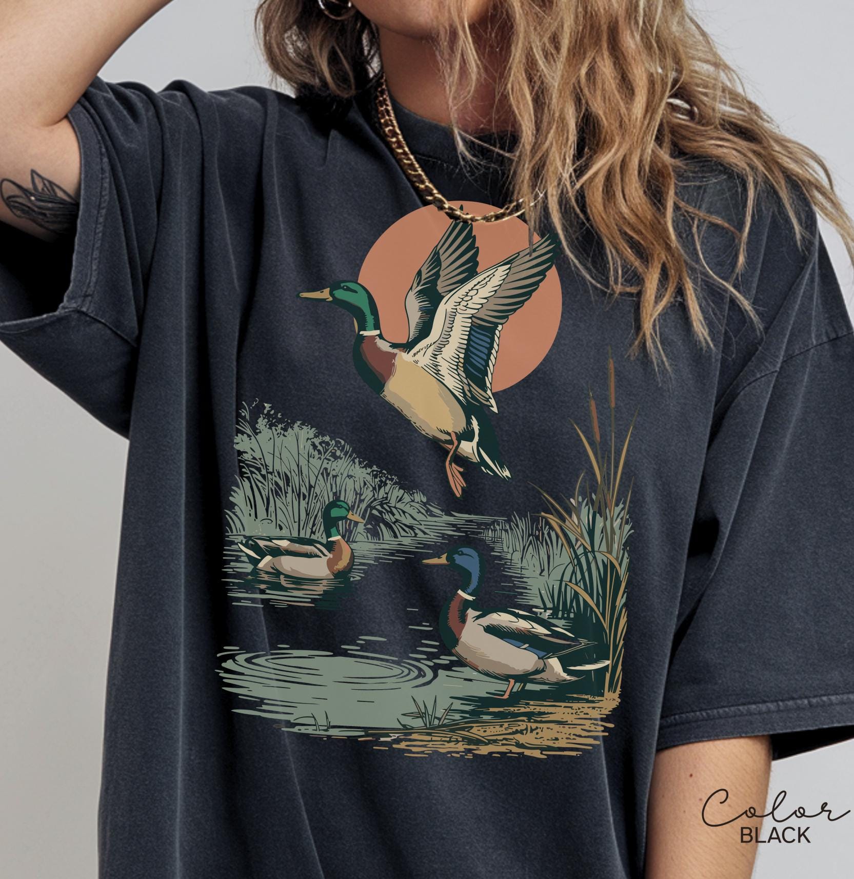Retro Mallard Ducks Shirt, 90's Flying Duck Sweatshirt, Nature Lover Shirt, Bird Animal Outdoor Lover Shirt, Vintage Style Duck