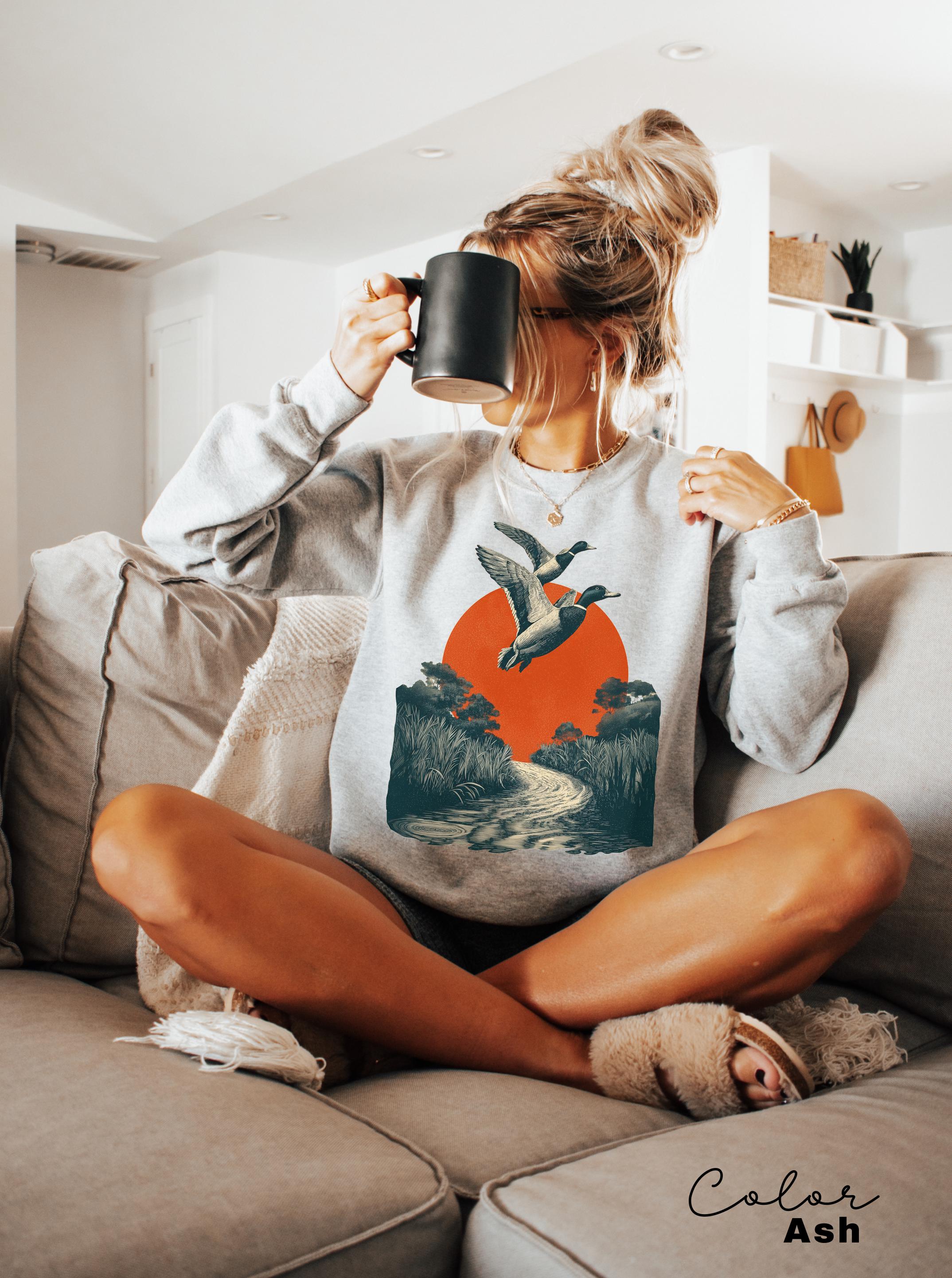 Mallard Ducks Shirt, 90's Flying Duck Sweatshirt, Nature Lover Sweatshirt, Bird Animal Outdoor Lover Shirt, Country Duck Shirt