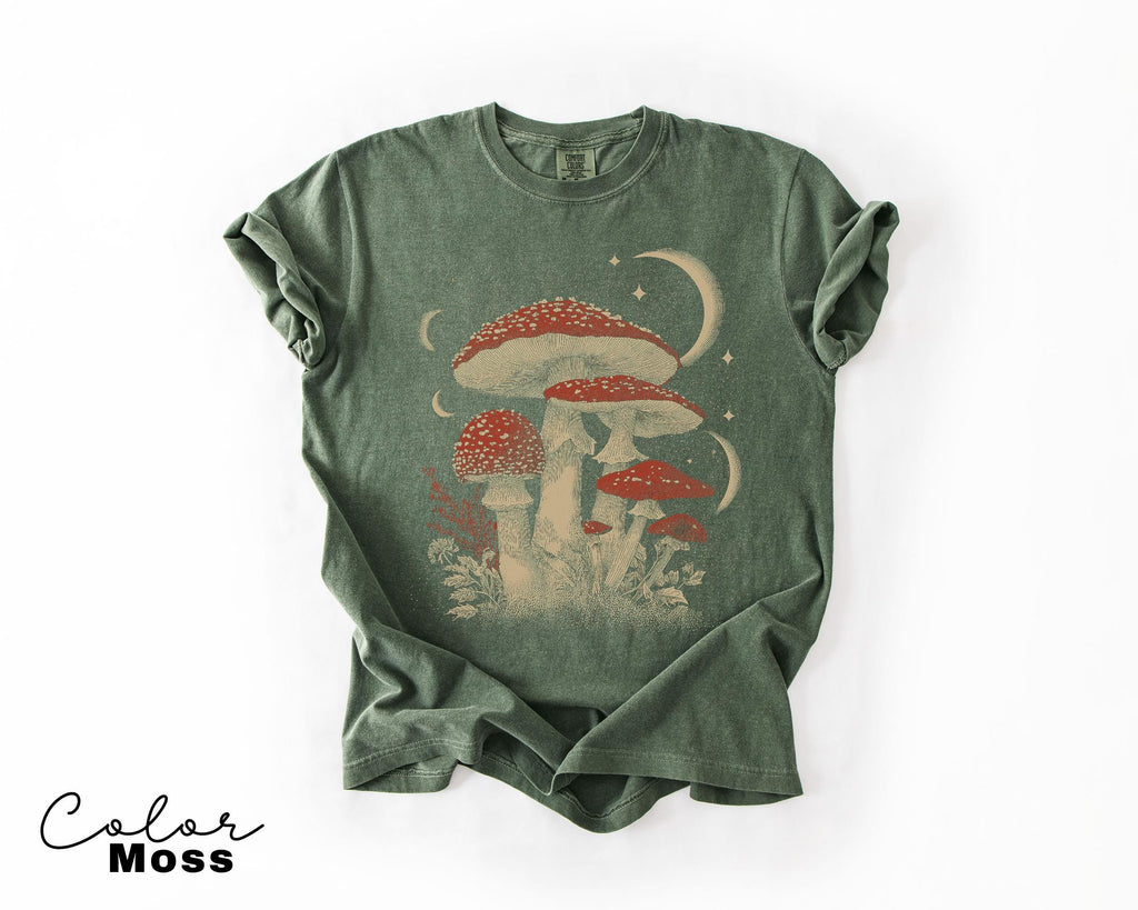 Retro Celestial Mushroom Shirt, Boho Trendy Sweatshirt, Astrology Shirt, Mushroom Lover Gift Tee, Botanic Sweatshirt