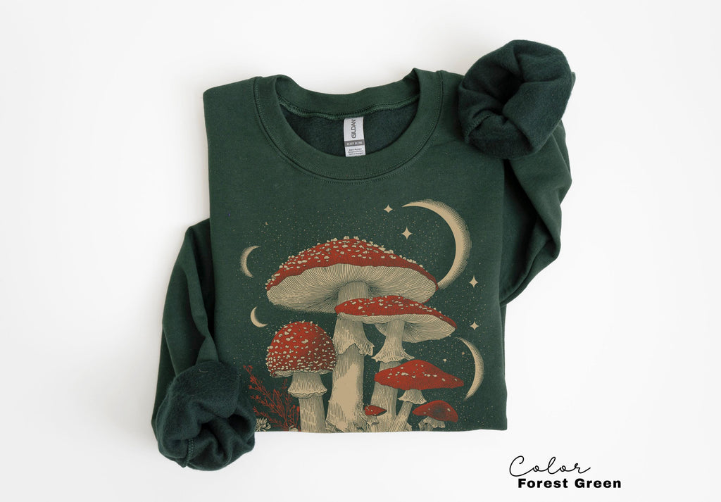 Retro Celestial Mushroom Shirt, Boho Trendy Sweatshirt, Astrology Shirt, Mushroom Lover Gift Tee, Botanic Sweatshirt