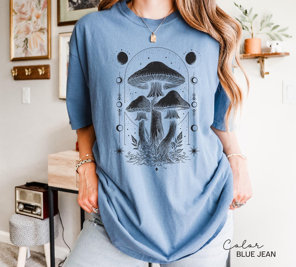 Celestial Mushroom Shirt, Boho Trendy Sweatshirt, Astrology Shirt, Mushroom Lover Gift Tee, Botanic Sweatshirt