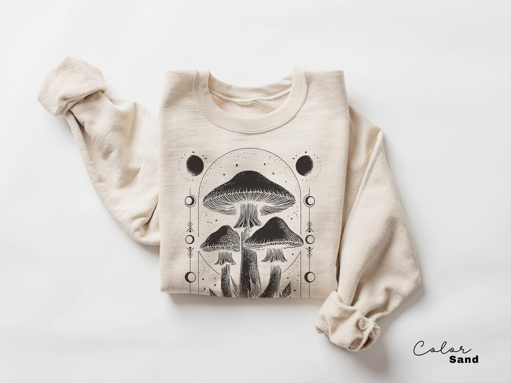 Celestial Mushroom Shirt, Boho Trendy Sweatshirt, Astrology Shirt, Mushroom Lover Gift Tee, Botanic Sweatshirt