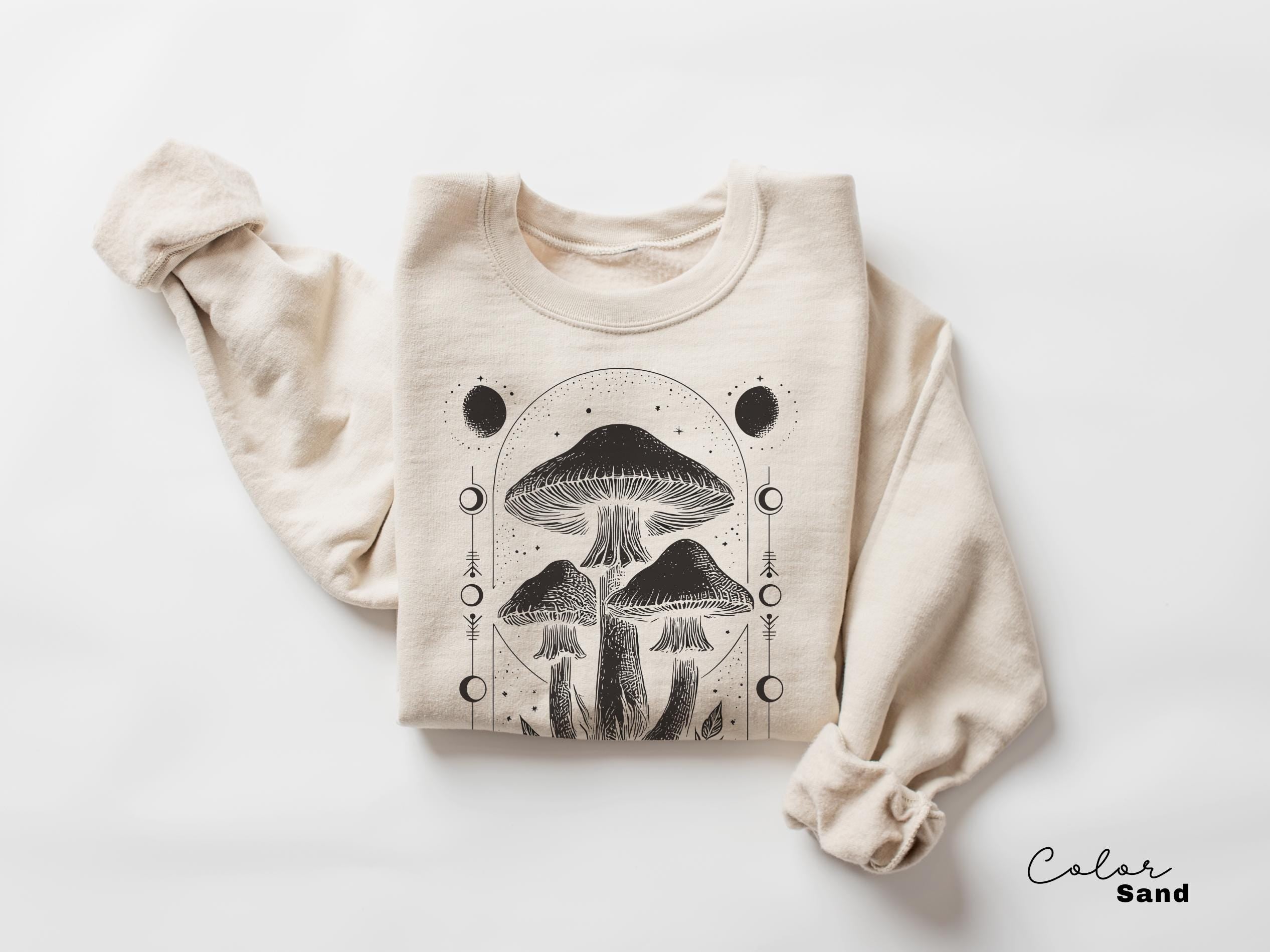 Celestial Mushroom Shirt, Boho Trendy Sweatshirt, Astrology Shirt, Mushroom Lover Gift Tee, Botanic Sweatshirt