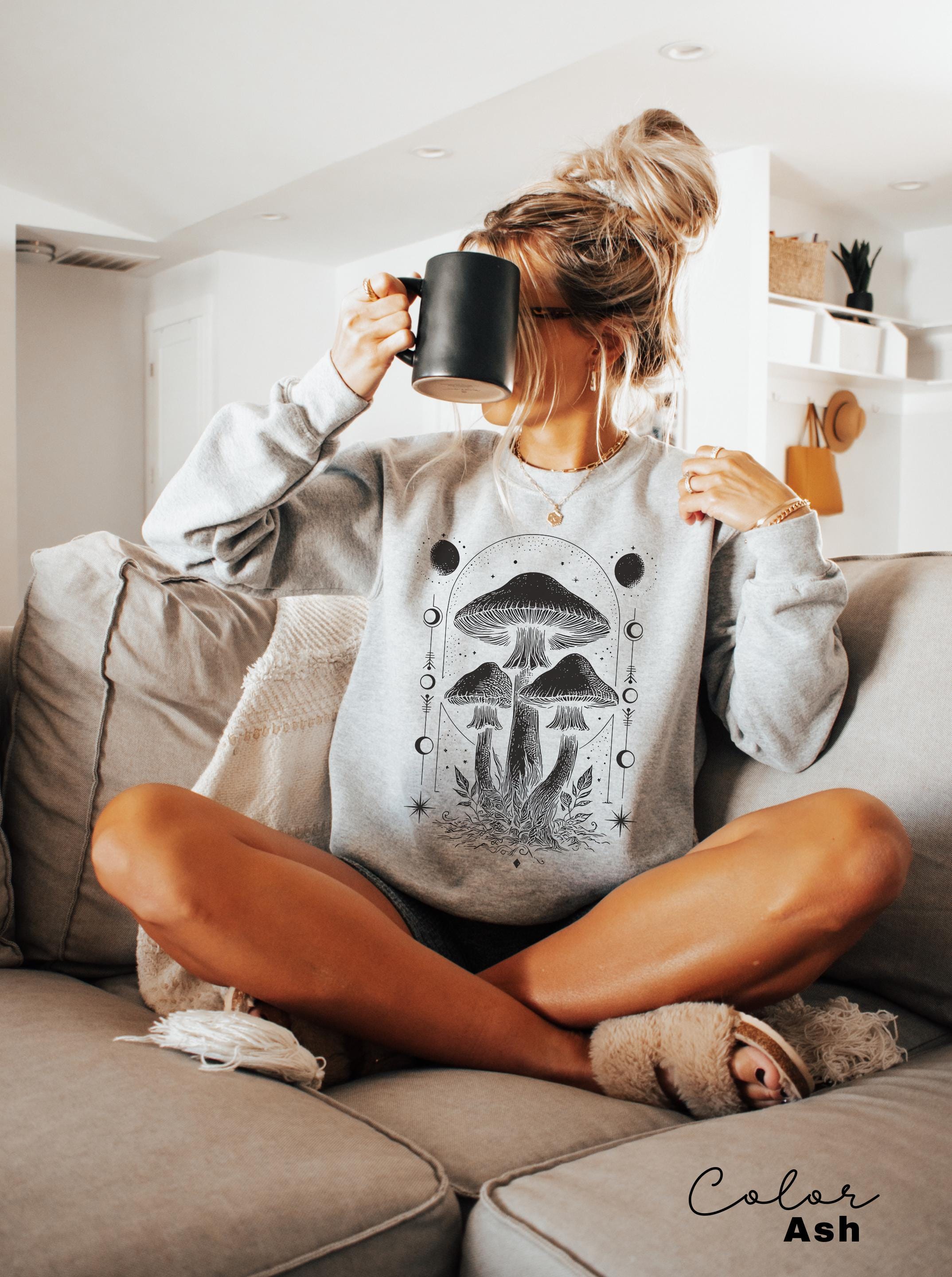 Celestial Mushroom Boho Trendy Sweatshirt, Astrology Tee