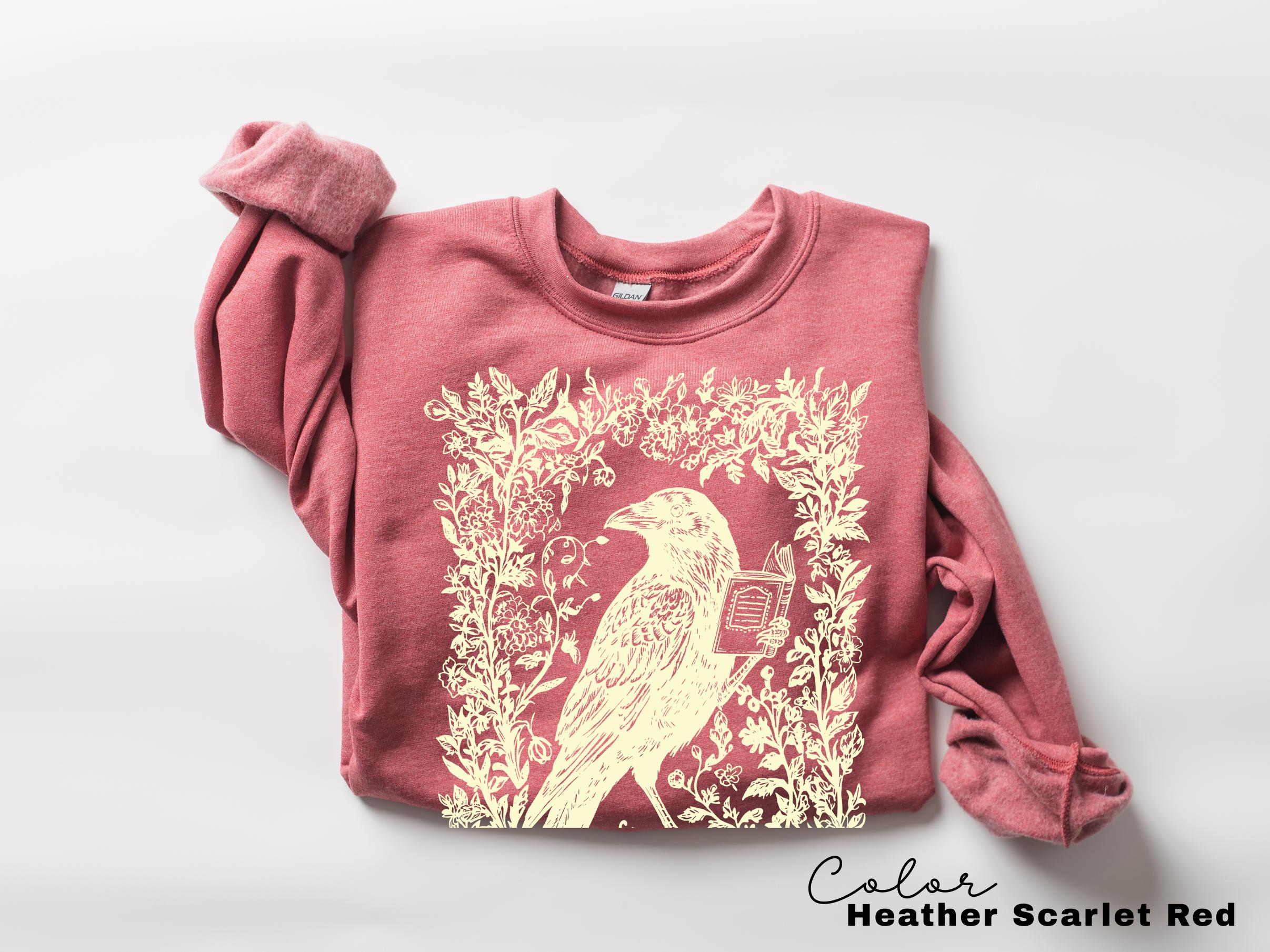 Crow Reading Sweatshirt, Book Lover Dark Academia Shirt