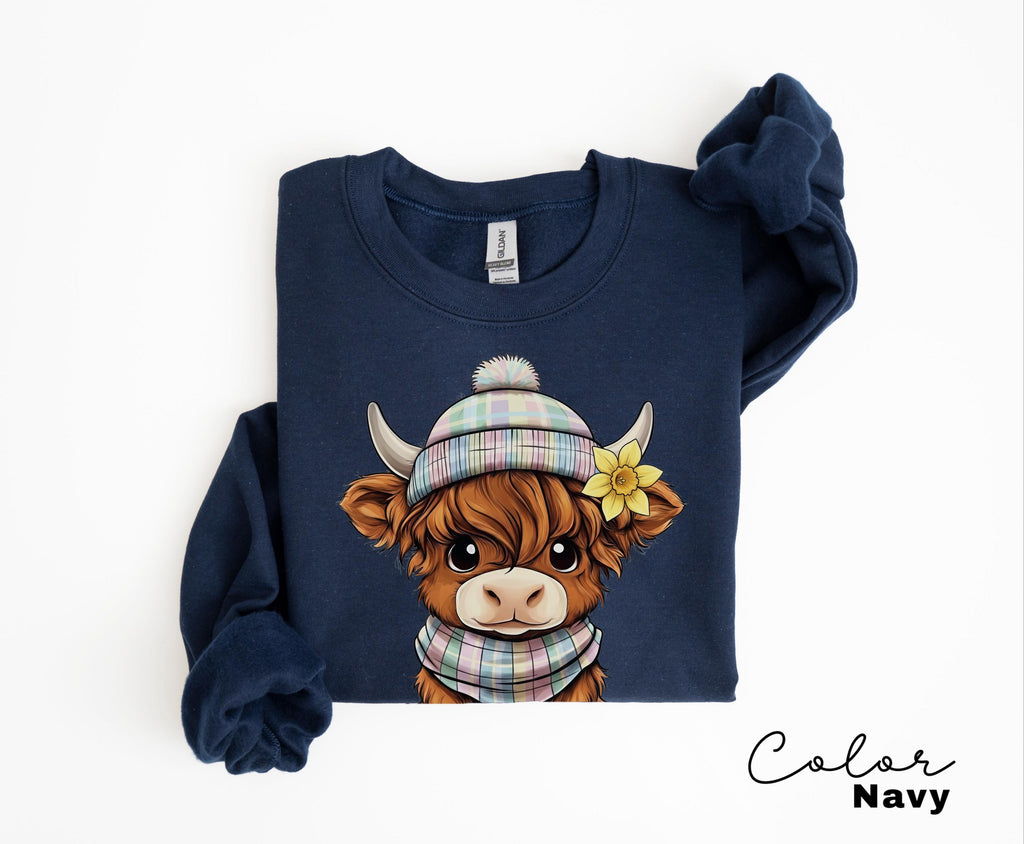 Highland Cow Flower T-Shirt, Cows Lover Tee, Bohemian Western Shirt