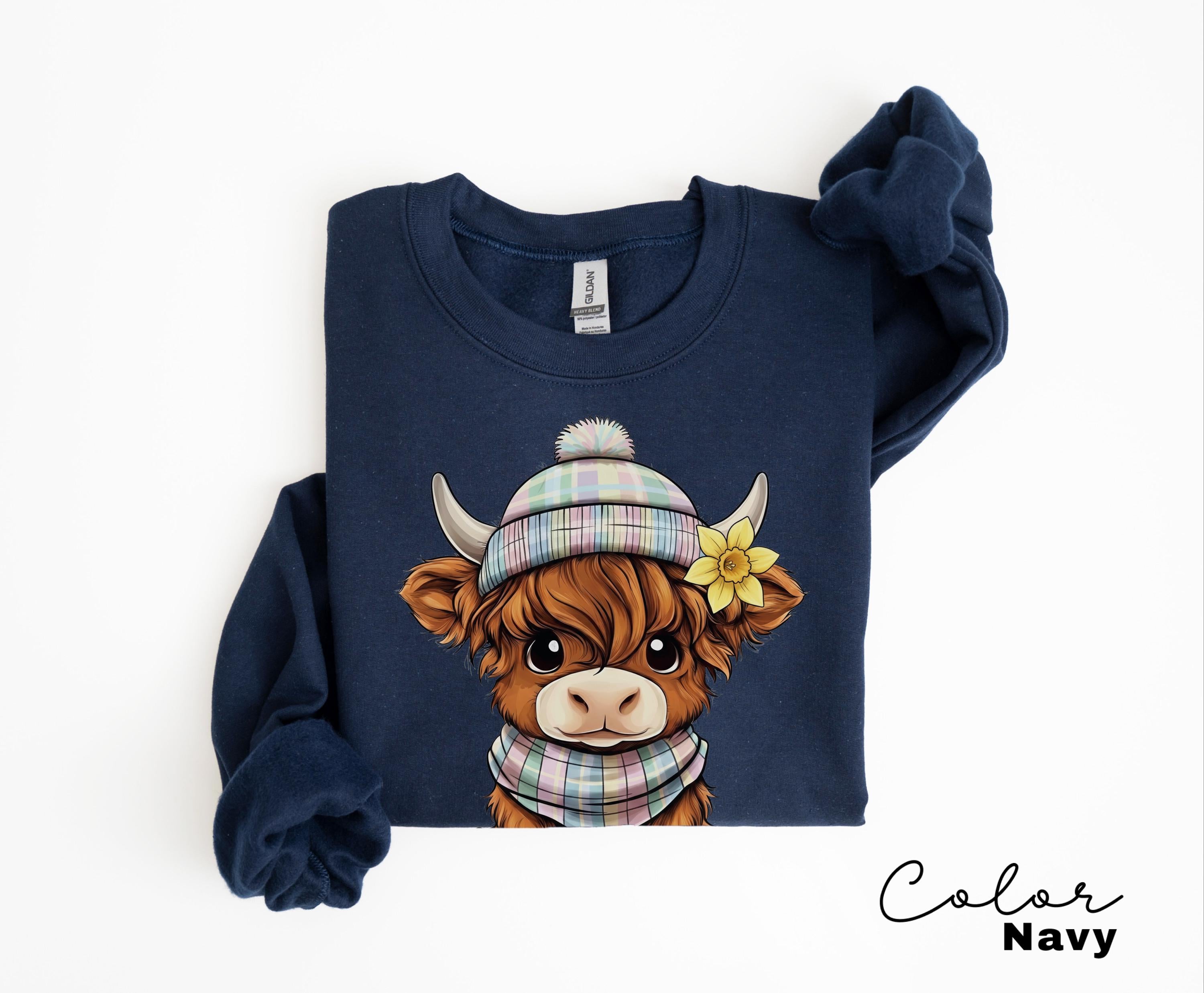Highland Cow Flower T-Shirt, Cows Lover Tee, Bohemian Western Shirt