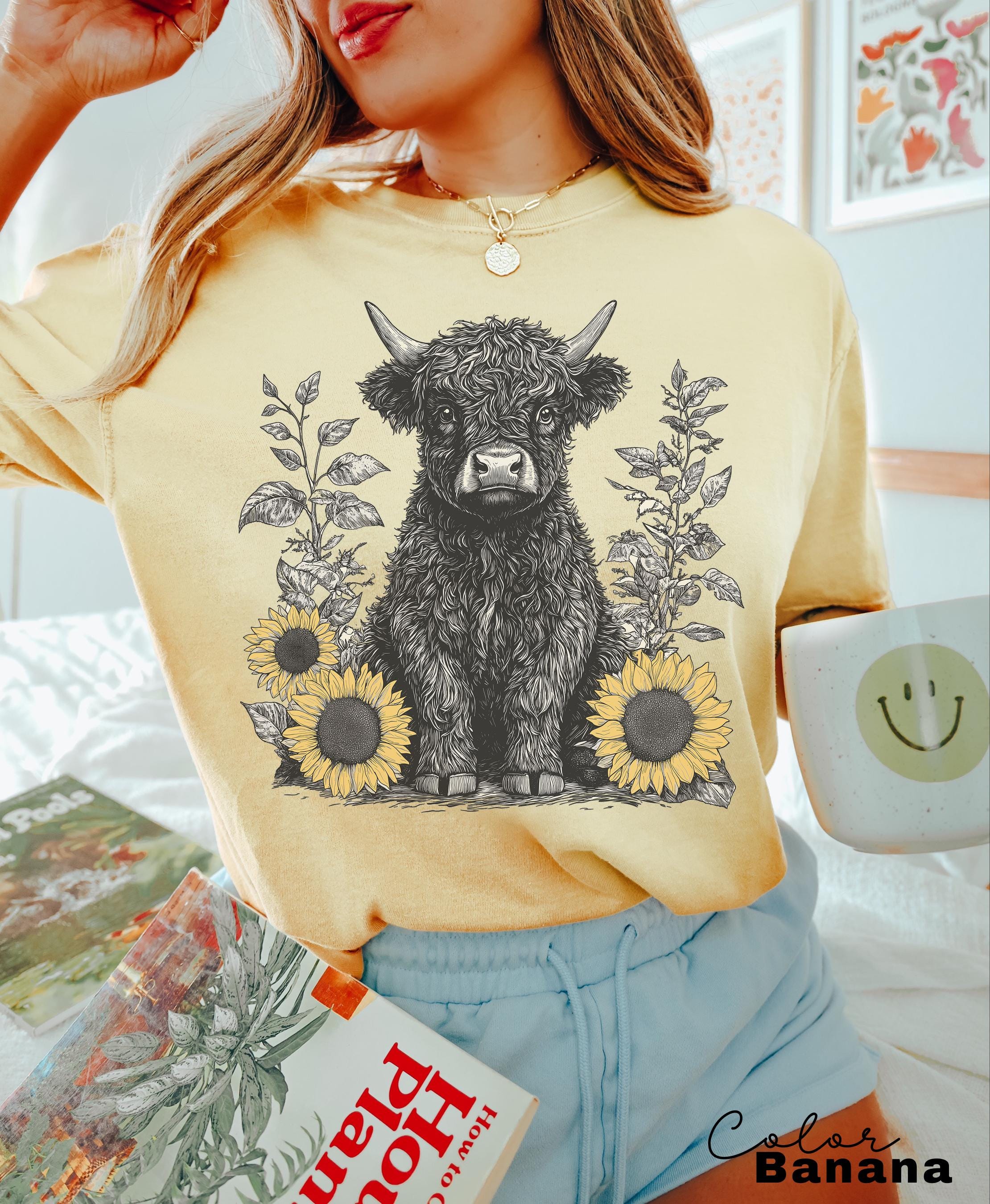 Highland Cow Retro 90s Nature Sweatshirt, Cows Lover Tee