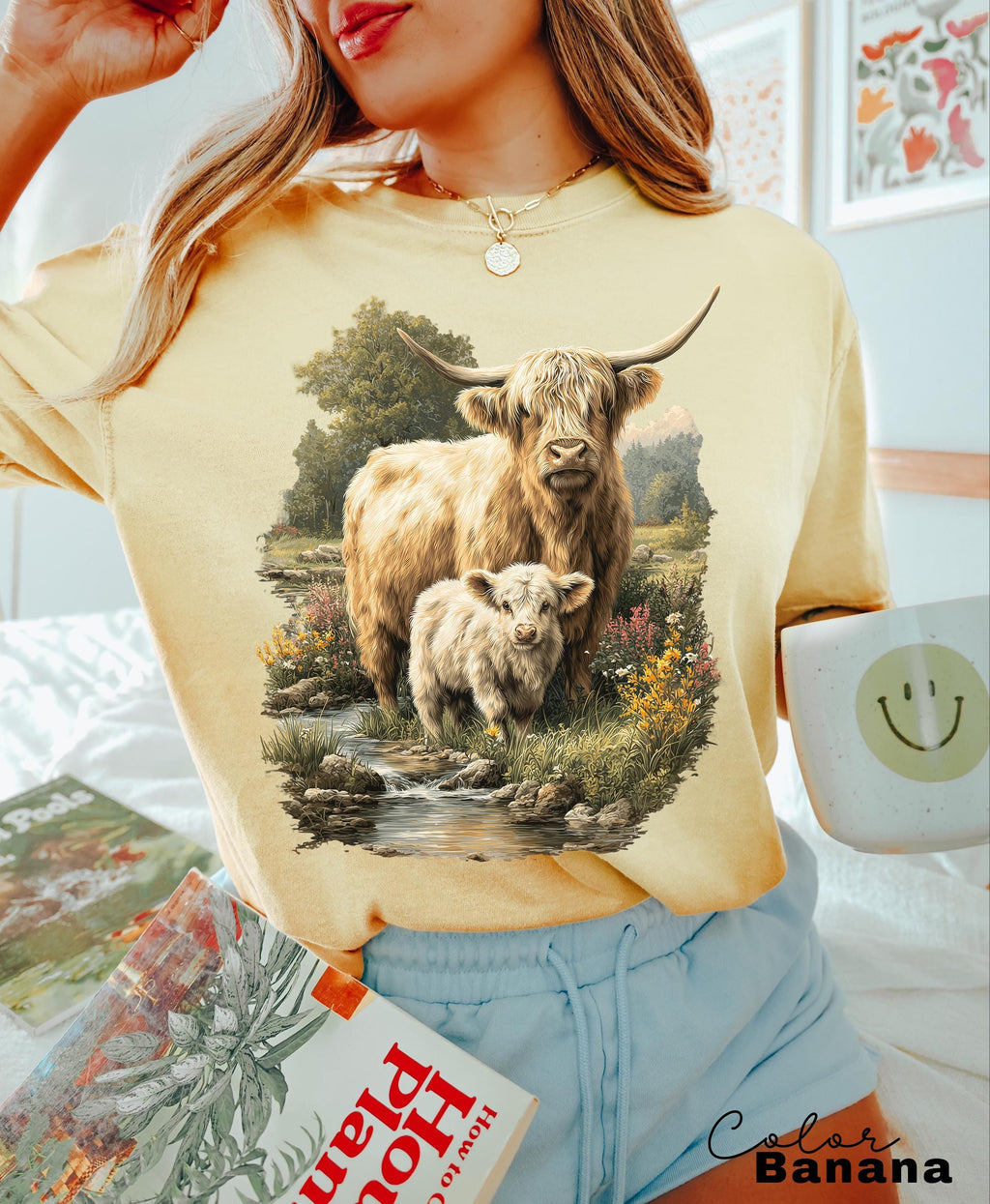 Highland Cow Retro 90s Nature Sweatshirt, Cows Lover Tee