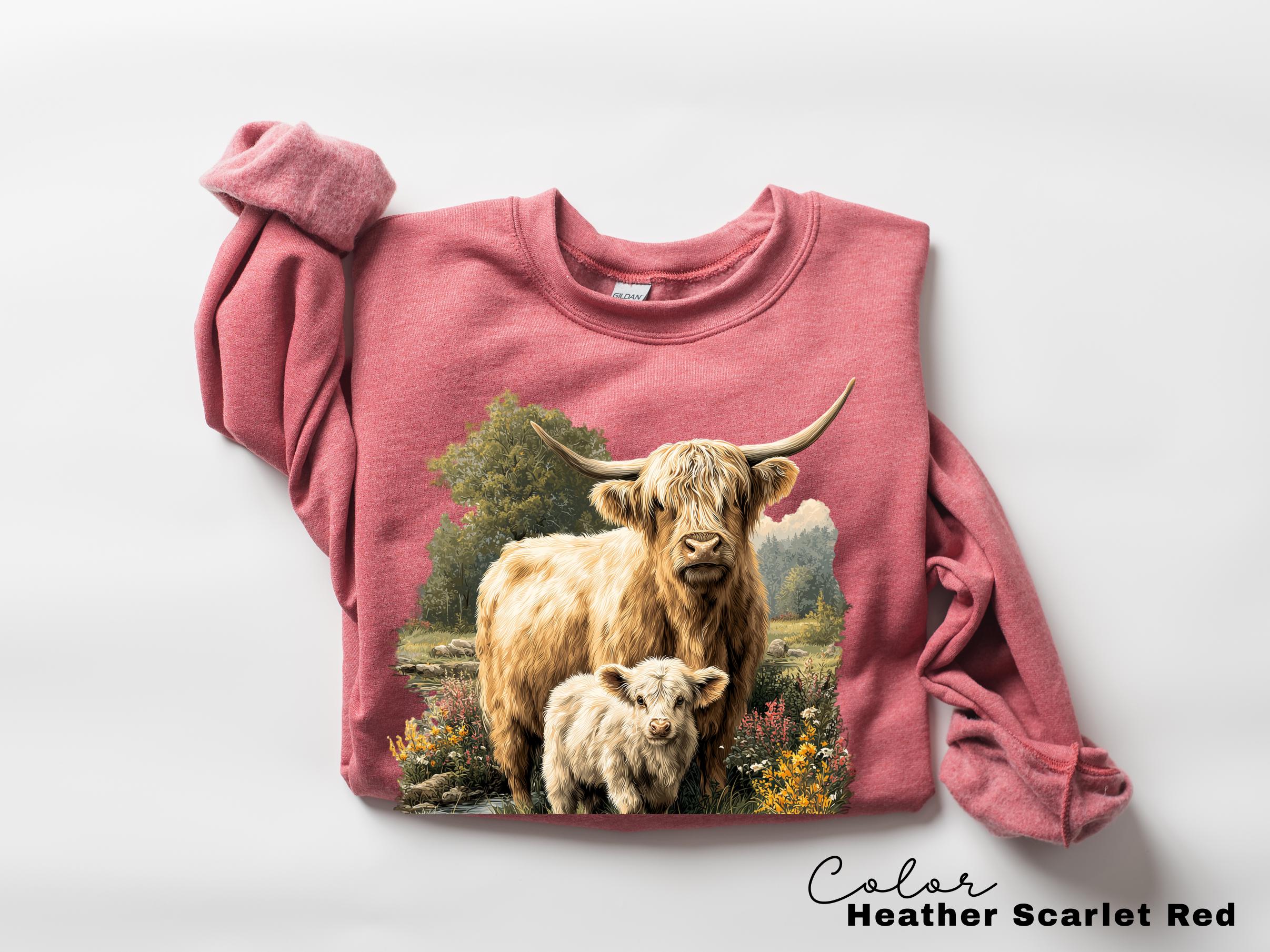 Highland Cow Retro 90s Nature Sweatshirt, Cows Lover Tee