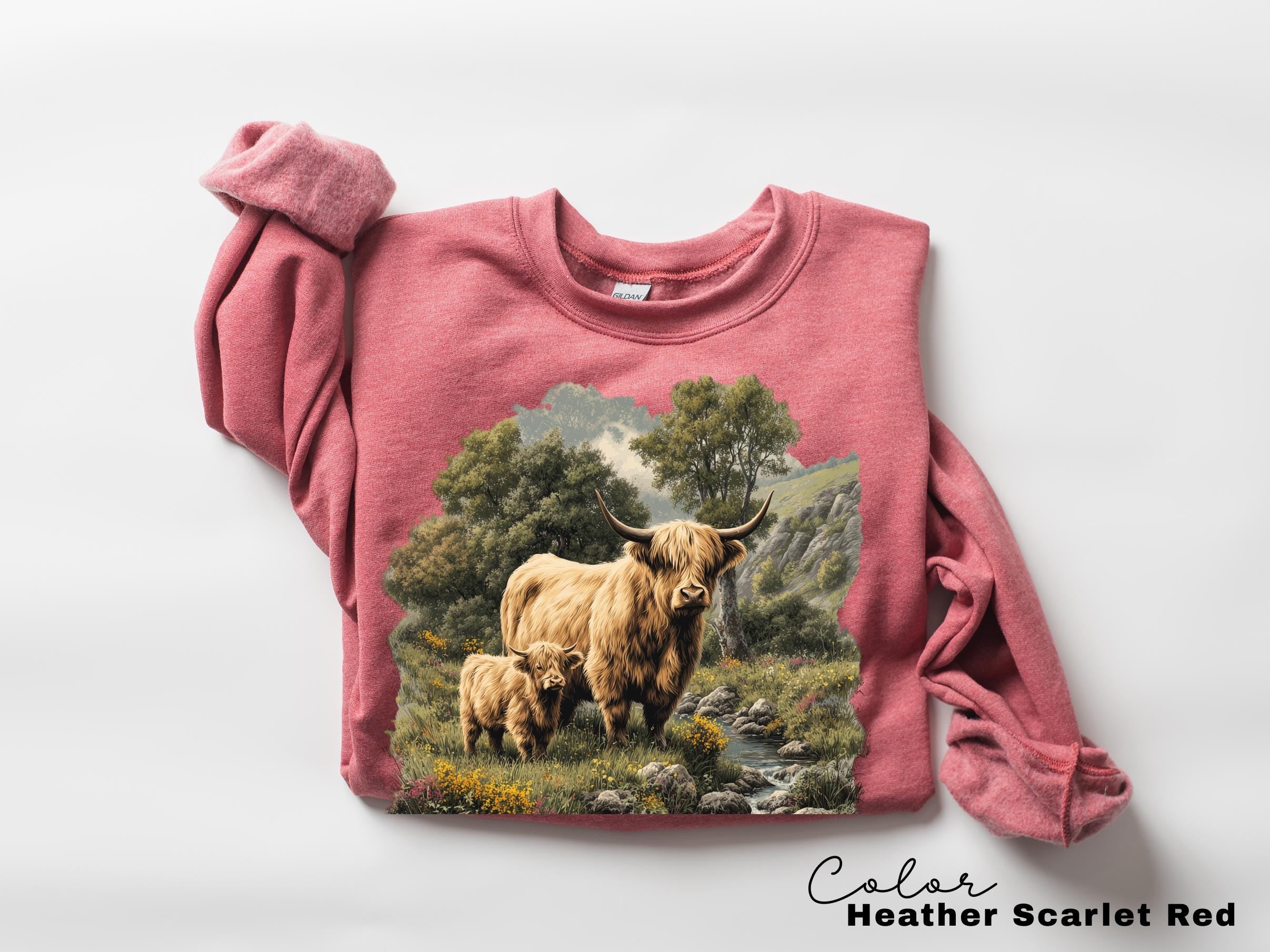 Cows Lover Sunflower Spring T-Shirt with Highland Cow Design