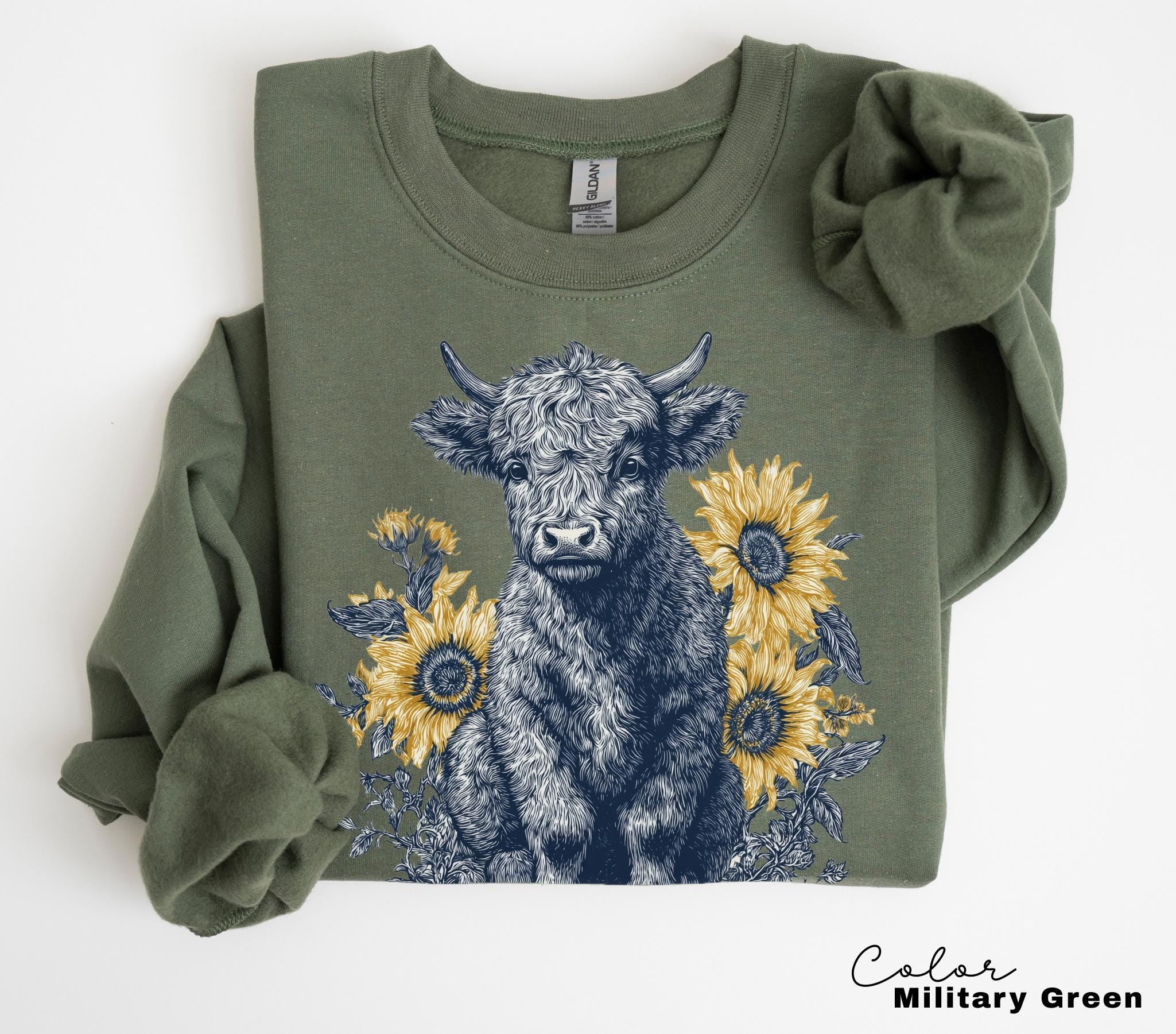 Highland Cow Sweatshirt, Country Farm Crewneck Shirt