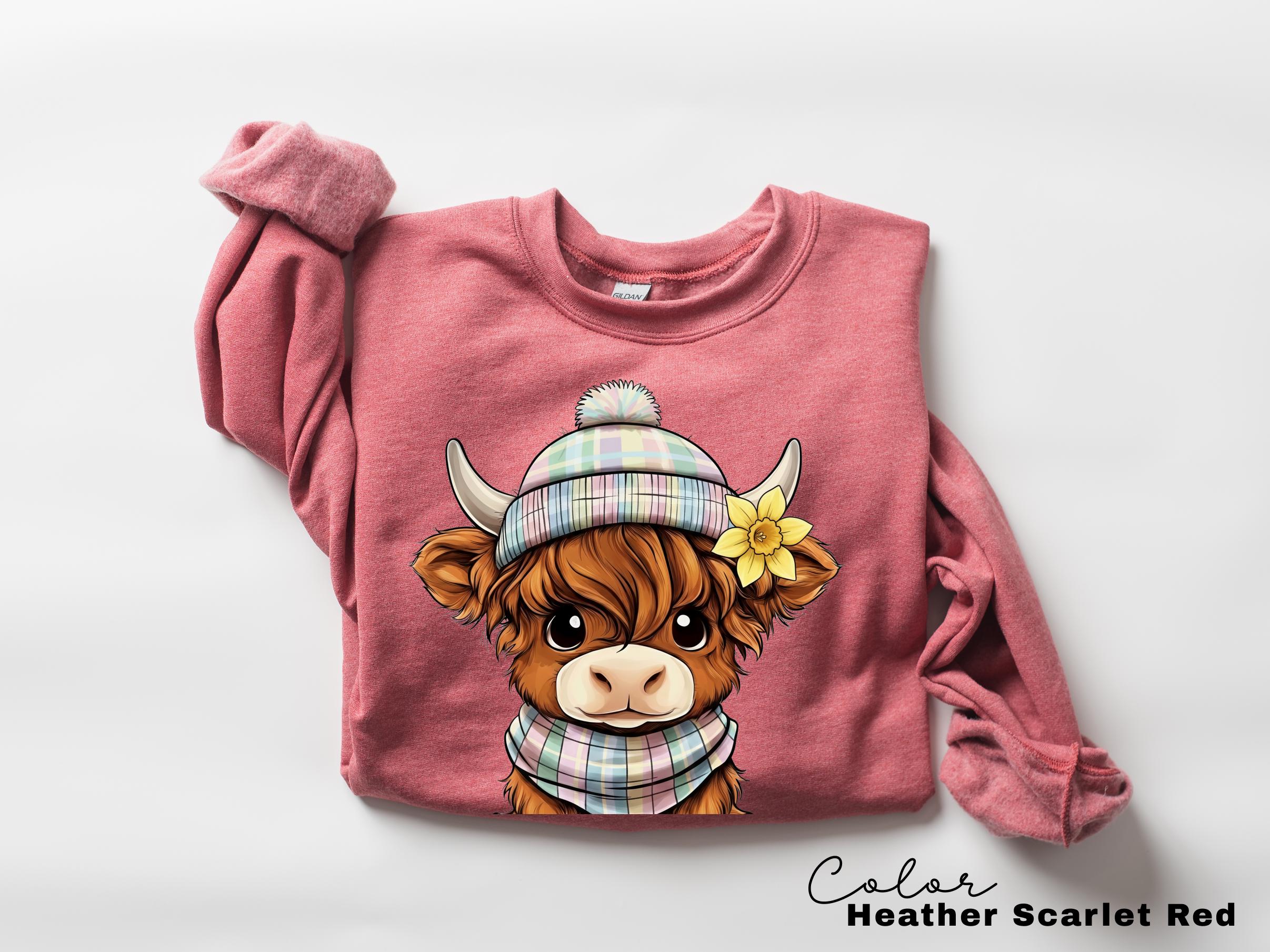 Highland Cow Flower T-Shirt, Cows Lover Tee, Retro Cowboy and Girl, Bohemian Western, Cottagecore, Western Farm Life
