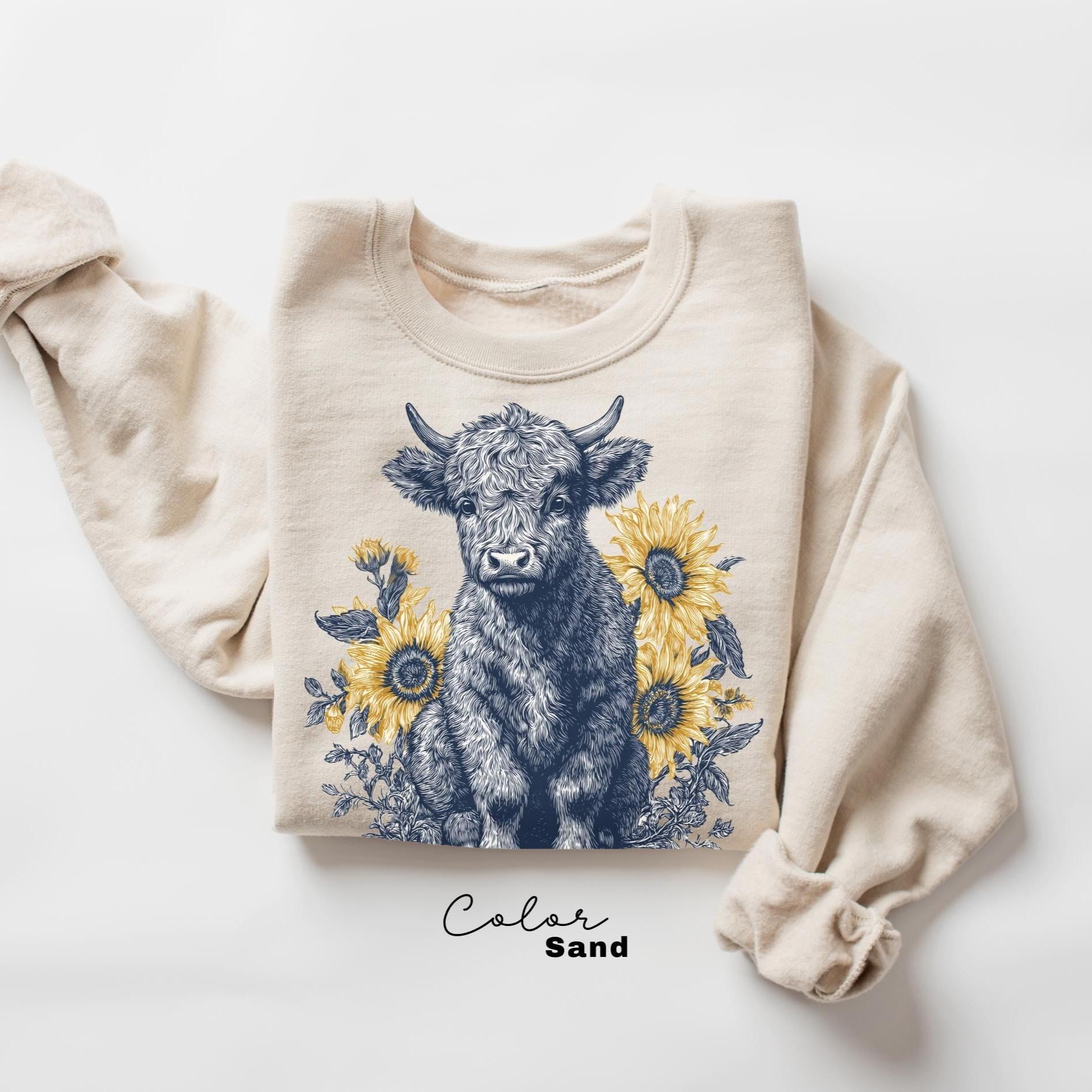 Highland Cow Sweatshirt, Country Farm Shirt Crewneck, Cute Cow Sweater, Western Crewneck, Highland Cow Hoodie, Cow Gifts, Cow T-Shirt