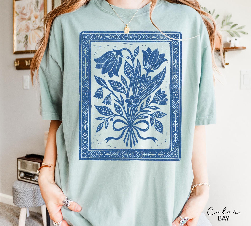 Pressed Wildflowers Comfort Colors Vintage Botanical Floral Tee