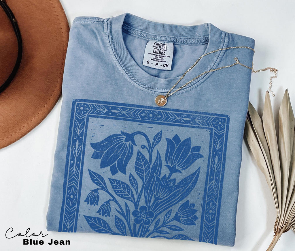Pressed Wildflowers Comfort Colors Vintage Botanical Floral Tee