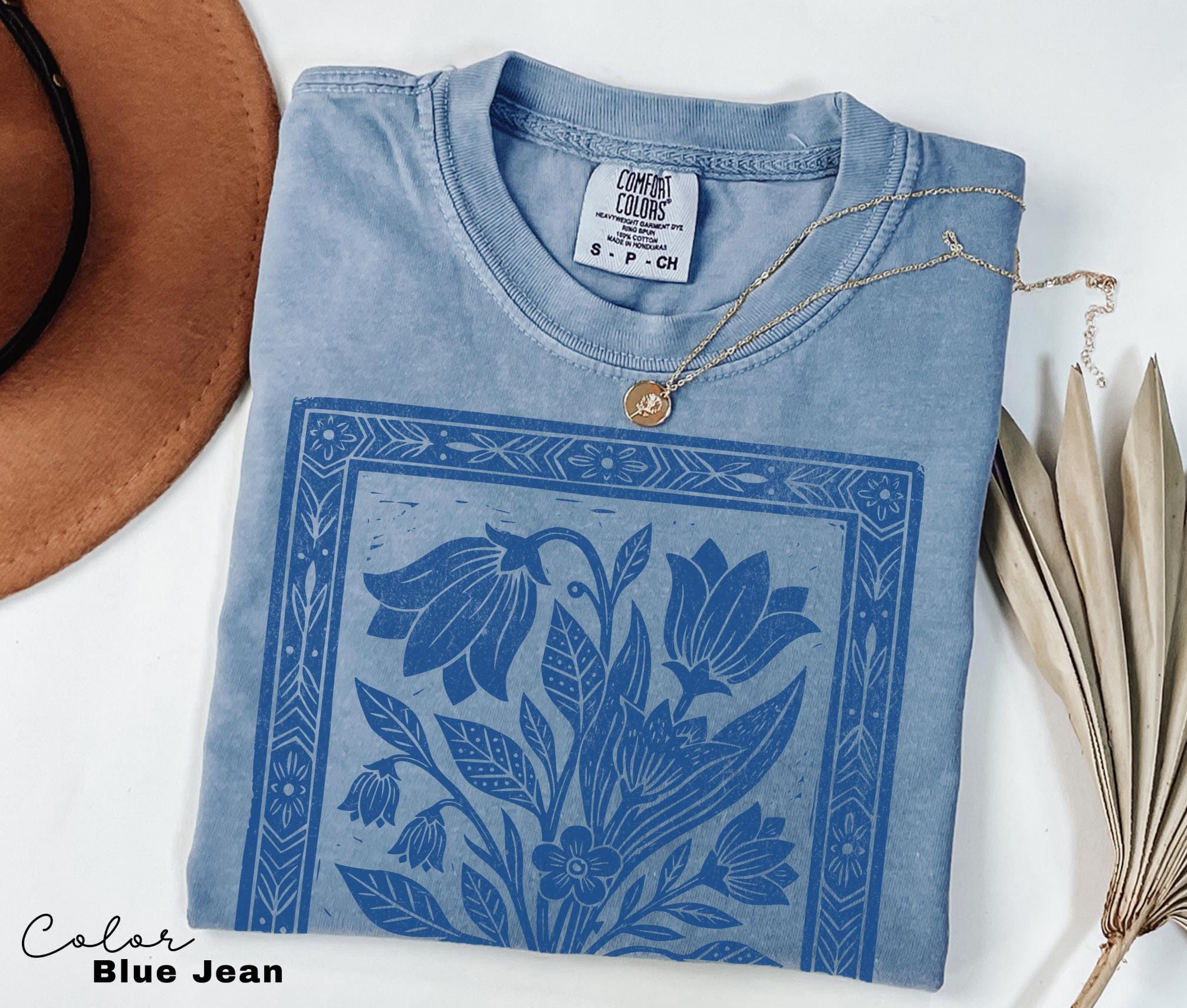 Pressed Wildflowers Comfort Colors Vintage Botanical Floral Tee