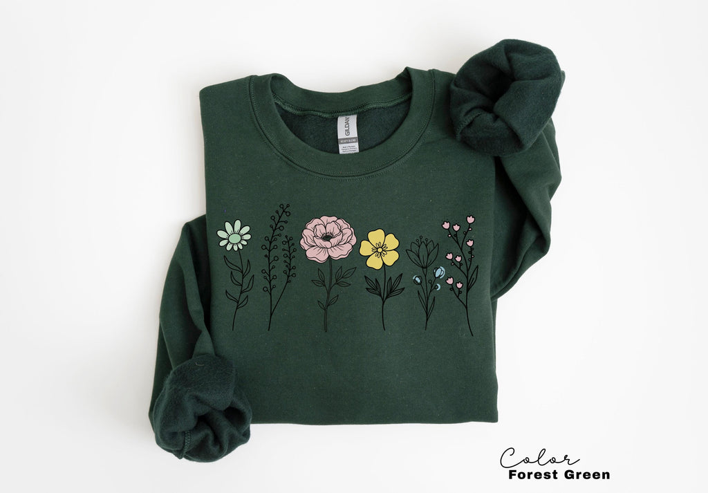 Boho Wildflower Vintage Botanical Graphic Sweatshirt