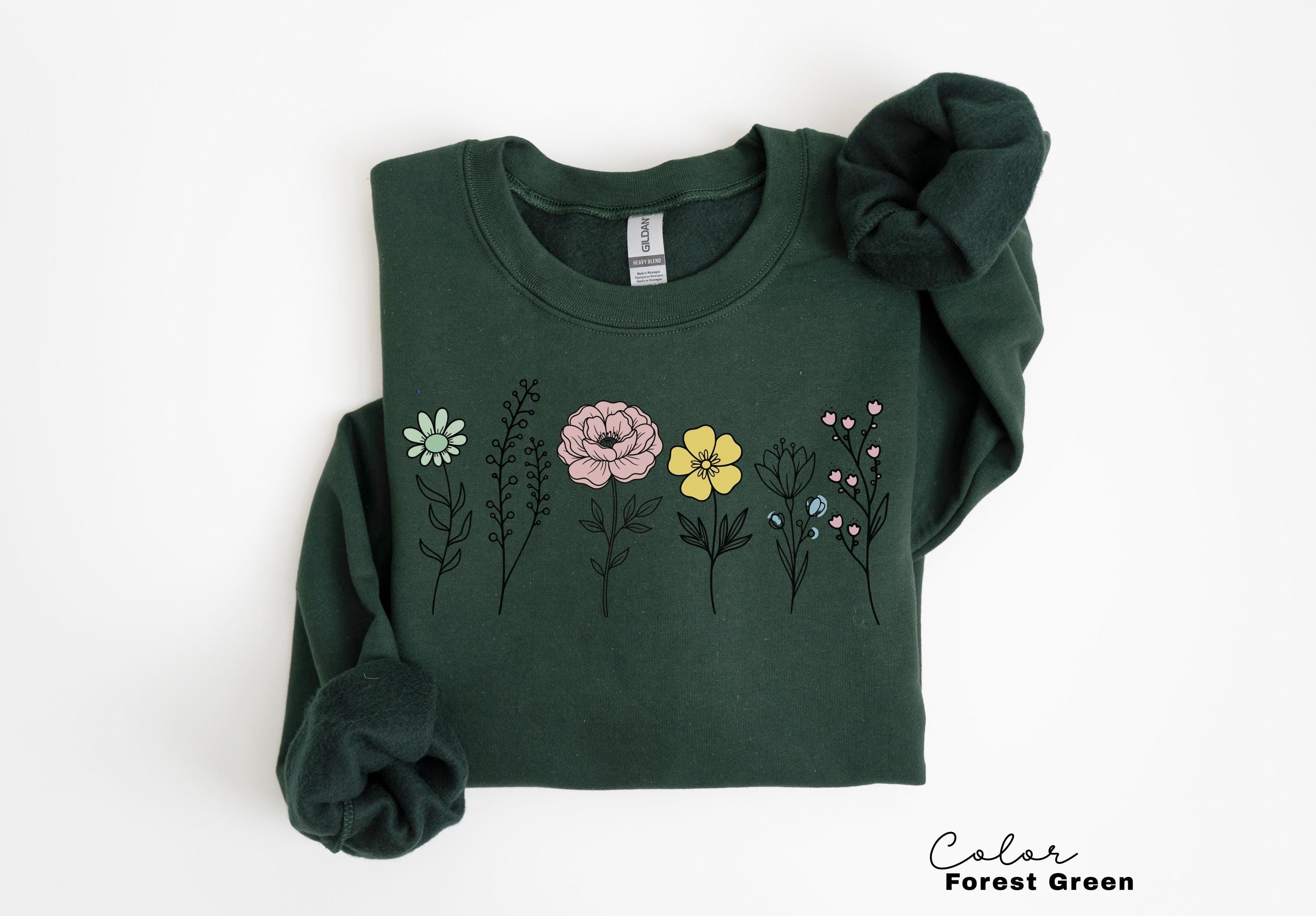 Boho Wildflower Vintage Botanical Graphic Sweatshirt